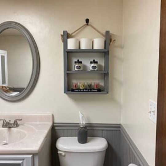 Rustic Farmhouse Rope Hanging Ladder Shelf - Bathroom & Home Decor for Storage and Display | Perfect for Towels, Blankets, Plants & More