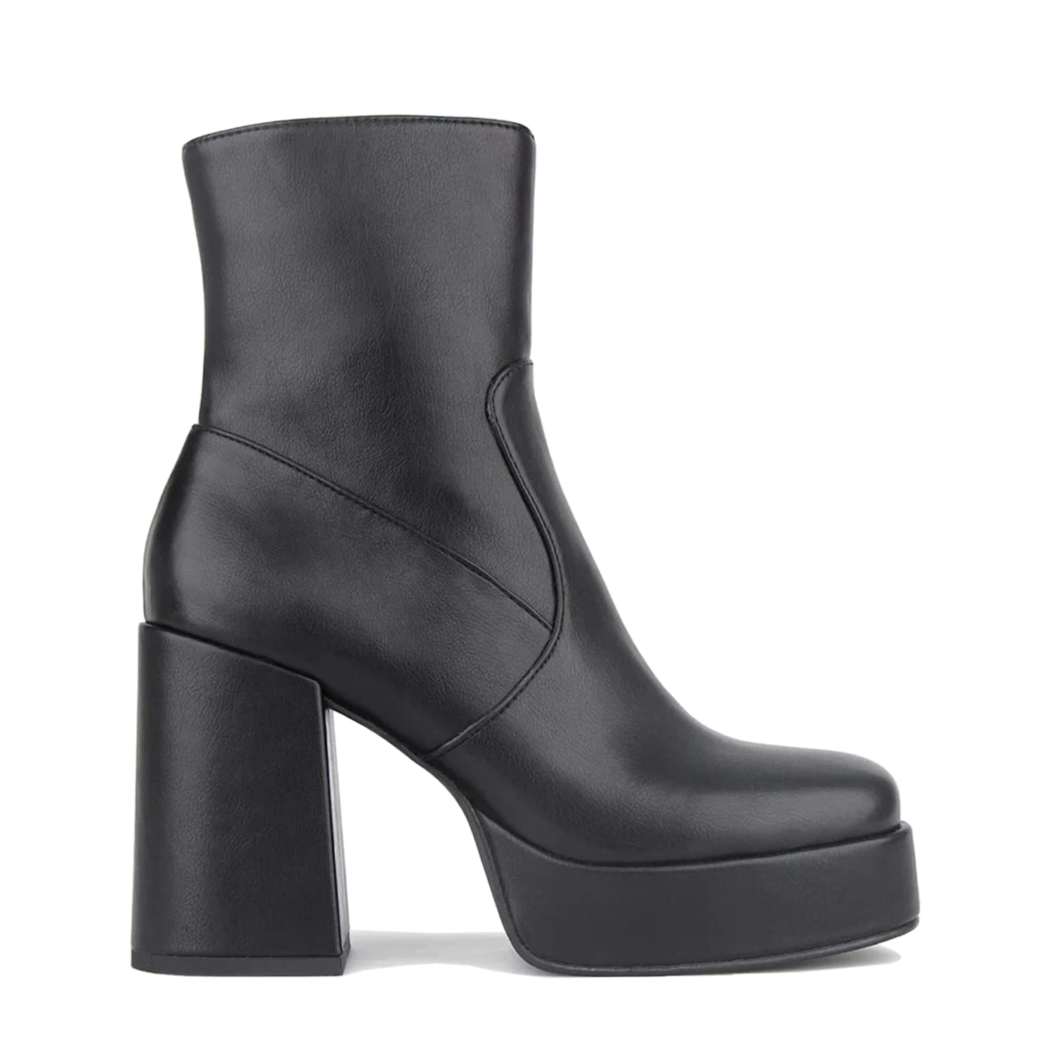 FOWT Women's Chunky Heel Ankle Boots - Waterproof Leather Square Toe Booties with Side Zipper, Platform High Heel Shoes for Work, Party & Outdoor (US Size 4-16) | Perfect for Office, Night Out & Winter Fashion