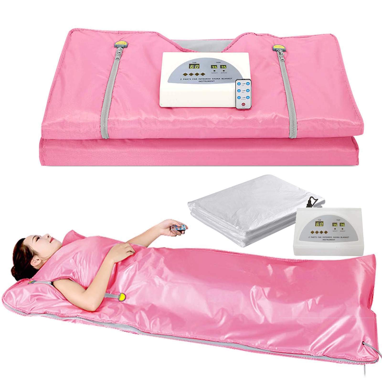 VANELL Upgraded Zipper Style Far Infrared Sauna Blanket - 71 Inch Portable Home Spa Therapy for Detox, Relaxation & Weight Loss - Pink Digital Heating Blanket for Full Body Wrap