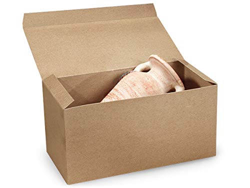 Eco-Friendly 100% Recycled Kraft Gift Boxes 15x7x7 Inches - Brown Varnish Stripe Gift Packaging (Set of 50) - Perfect for Wedding Favors, Party Decorations & Holiday Gifting - WRAPS-KG11