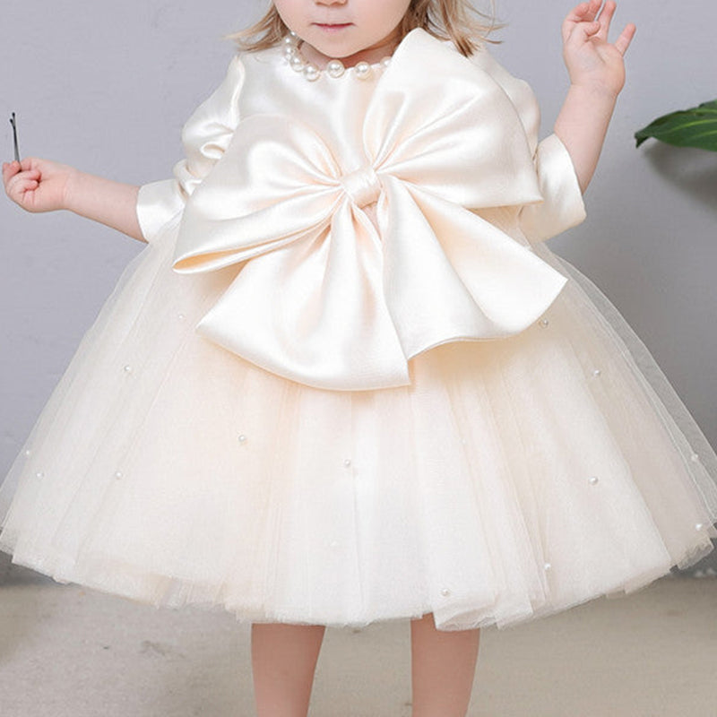 Baby Girl Formal Princess Dress with Bow - Toddler Birthday Party Gown | Elegant Flower Girl Dress for Weddings, Parties & Special Occasions