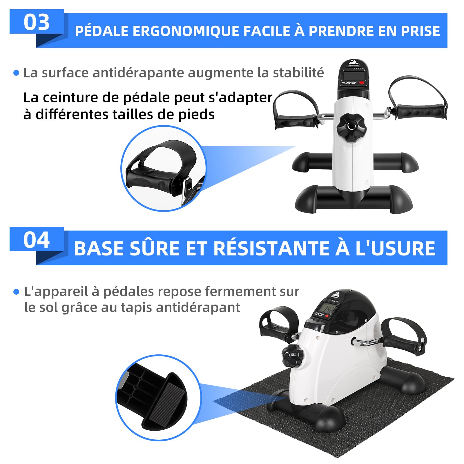 EVOLAND Mini Exercise Bike - Portable Pedal Exerciser for Legs & Arm Workouts - Home & Office Fitness Equipment for Small Spaces