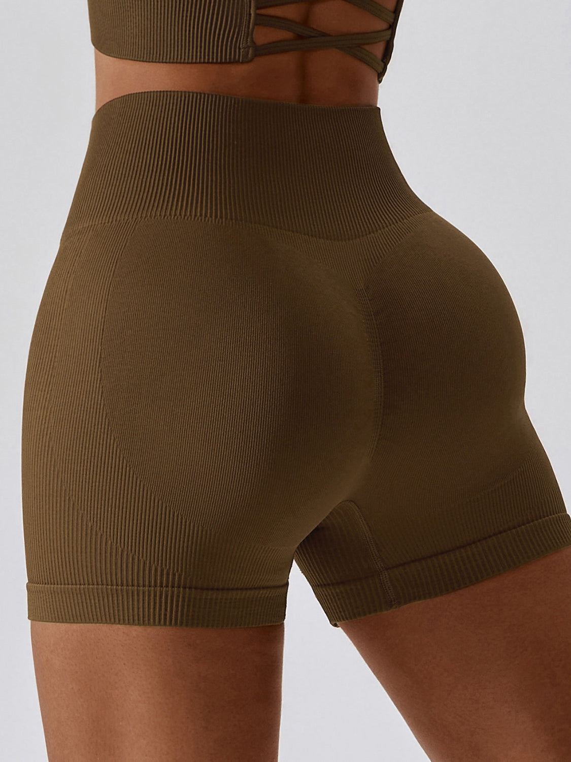 ZASUWA Women's High Waisted Ribbed Scrunch Booty Shorts - Spandex Workout Shorts for Gym, Yoga & Running - Sexy Butt Lifting Fitness Shorts for Women