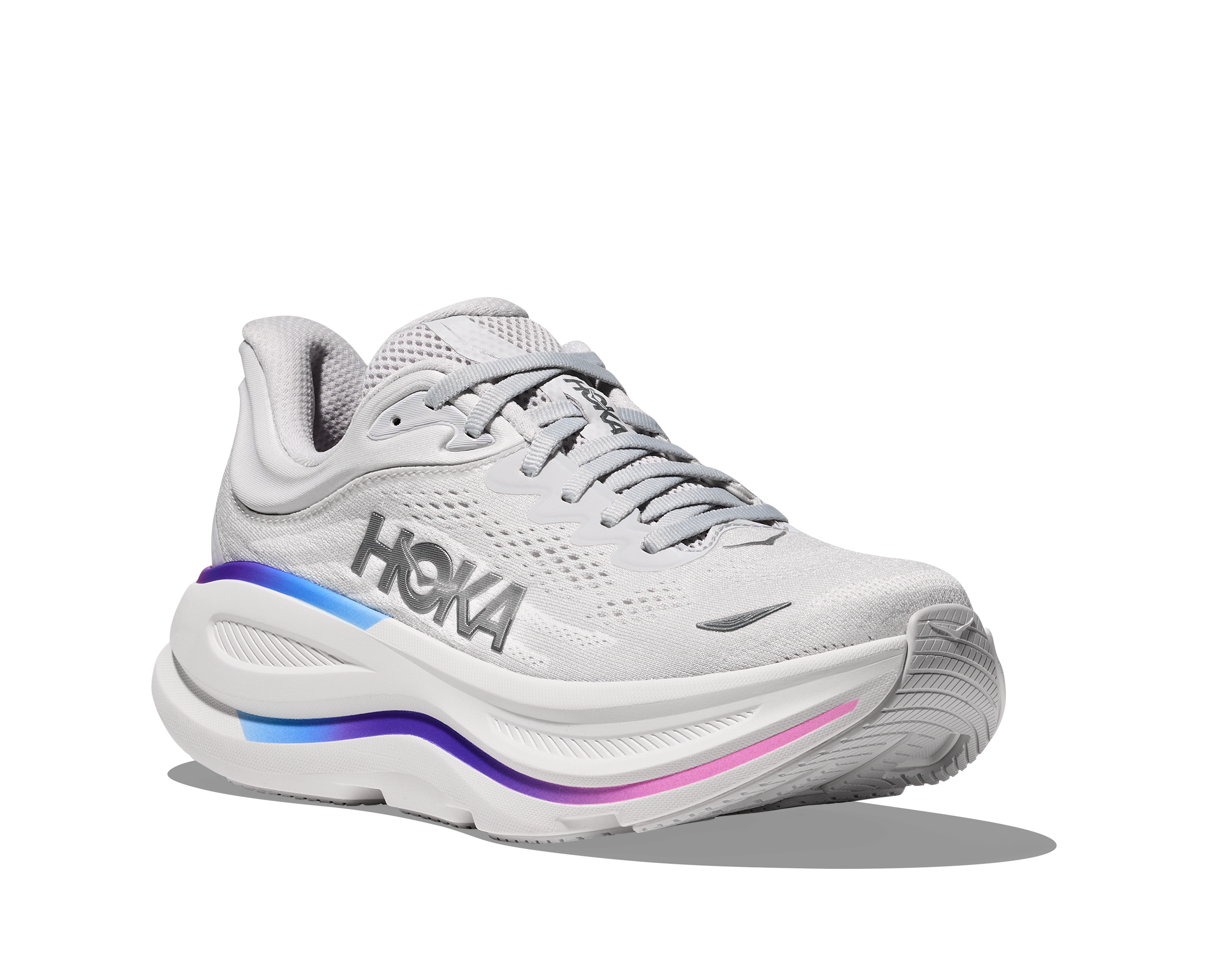 HOKA Women's Bondi 9 WIDE Running Shoes - Cosmic Grey/White (CYWH) | Cushioned Comfort for Long Distance Running & Walking | Perfect for Road Running, Jogging, and Everyday Wear