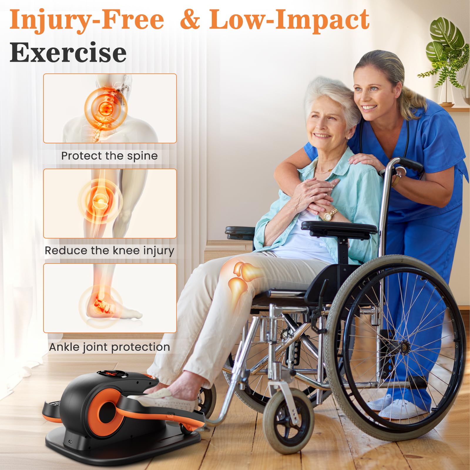 Under Desk Elliptical Machine - Quiet Leg Exerciser with Remote Control & 12 Speed Levels | Portable Mini Elliptical for Home Office, Seniors & Physical Therapy | Perfect for Work from Home, Rehabilitation & Low-Impact Workouts