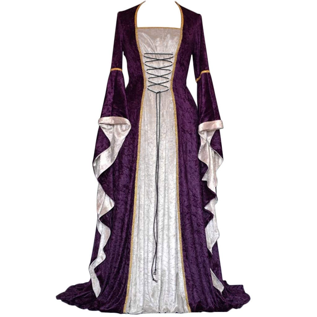 Vintage Medieval Gothic Floor-Length Dress for Women - Elegant Cosplay Costume & Renaissance Festival Attire