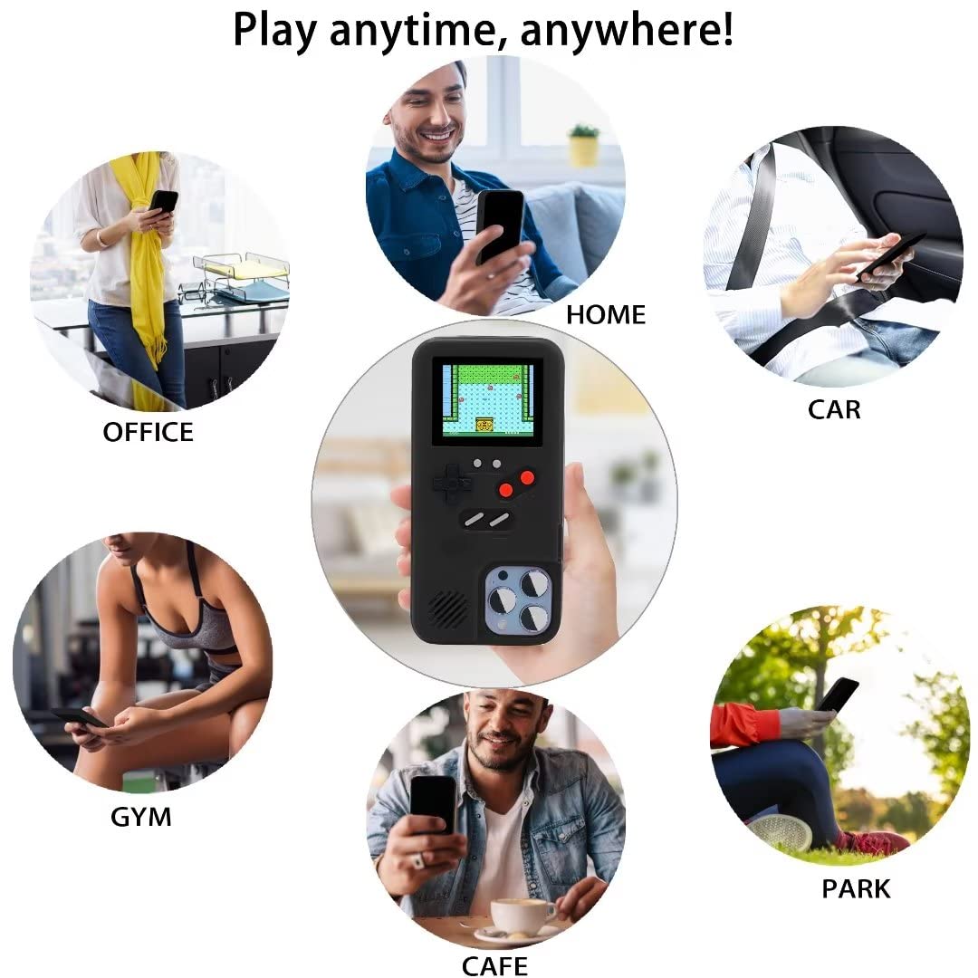 Retro Gameboy Case for iPhone 13 Mini - 168 Classic Games Handheld Console with Color Display, Anti-Scratch Shockproof Phone Cover (Black) | Perfect for Gaming Enthusiasts & Nostalgic Entertainment On-The-Go