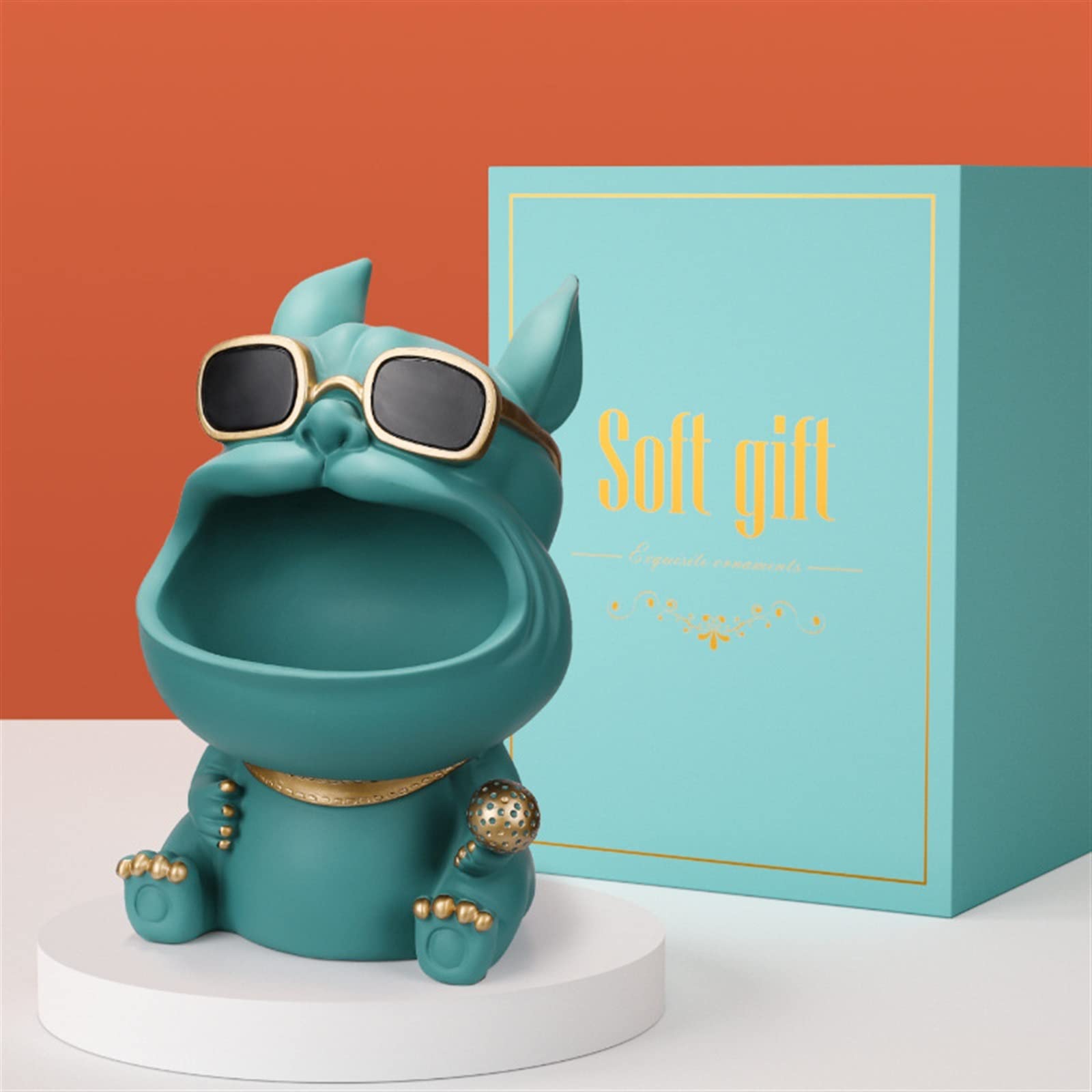 Resin Bulldog Statue - Decorative Storage Box for Candy, Keys & Small Items | Home & Office Decor for Living Room, Desktop & Table | Perfect for Gifts, Parties & Home Organization