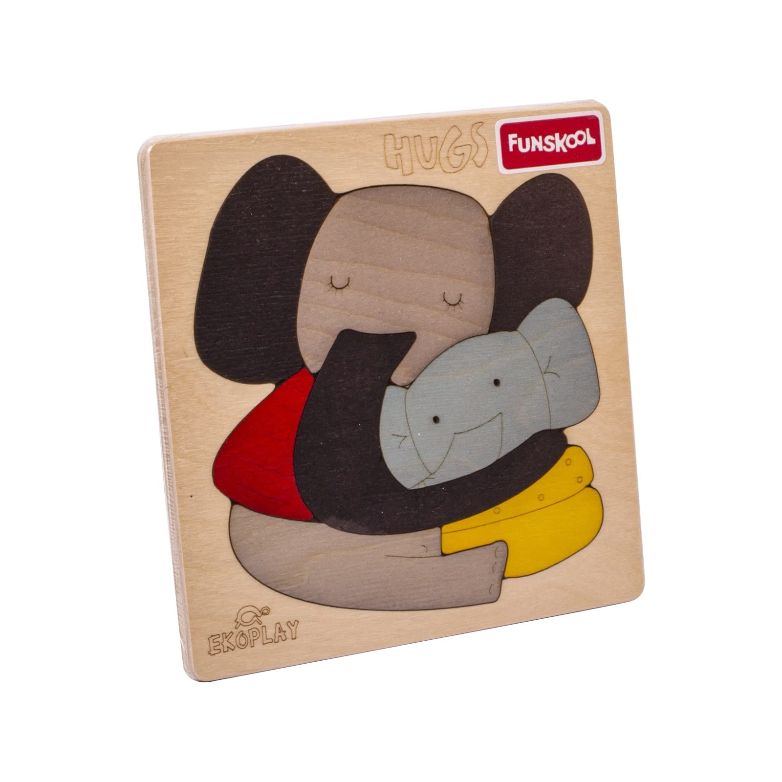 Funskool Ekoplay Hugs Elephant Wooden Puzzle for Babies & Toddlers - Educational Animal Toy for Early Learning & Playtime Fun
