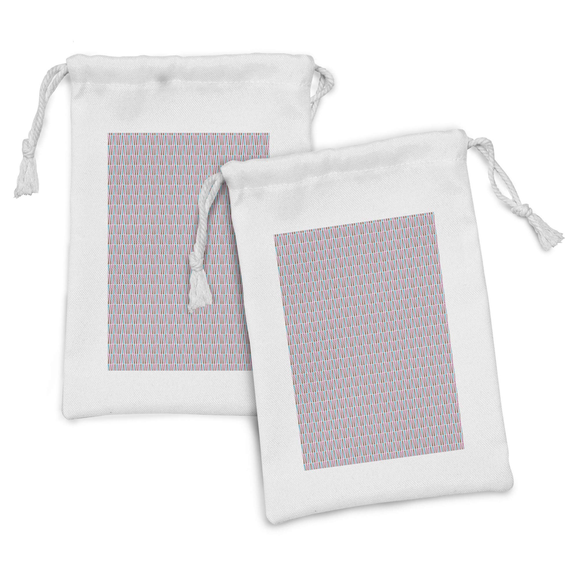 Ambesonne Abstract Fabric Pouch Set of 2 - Colorful Vintage Triangle Design Drawstring Bags (9