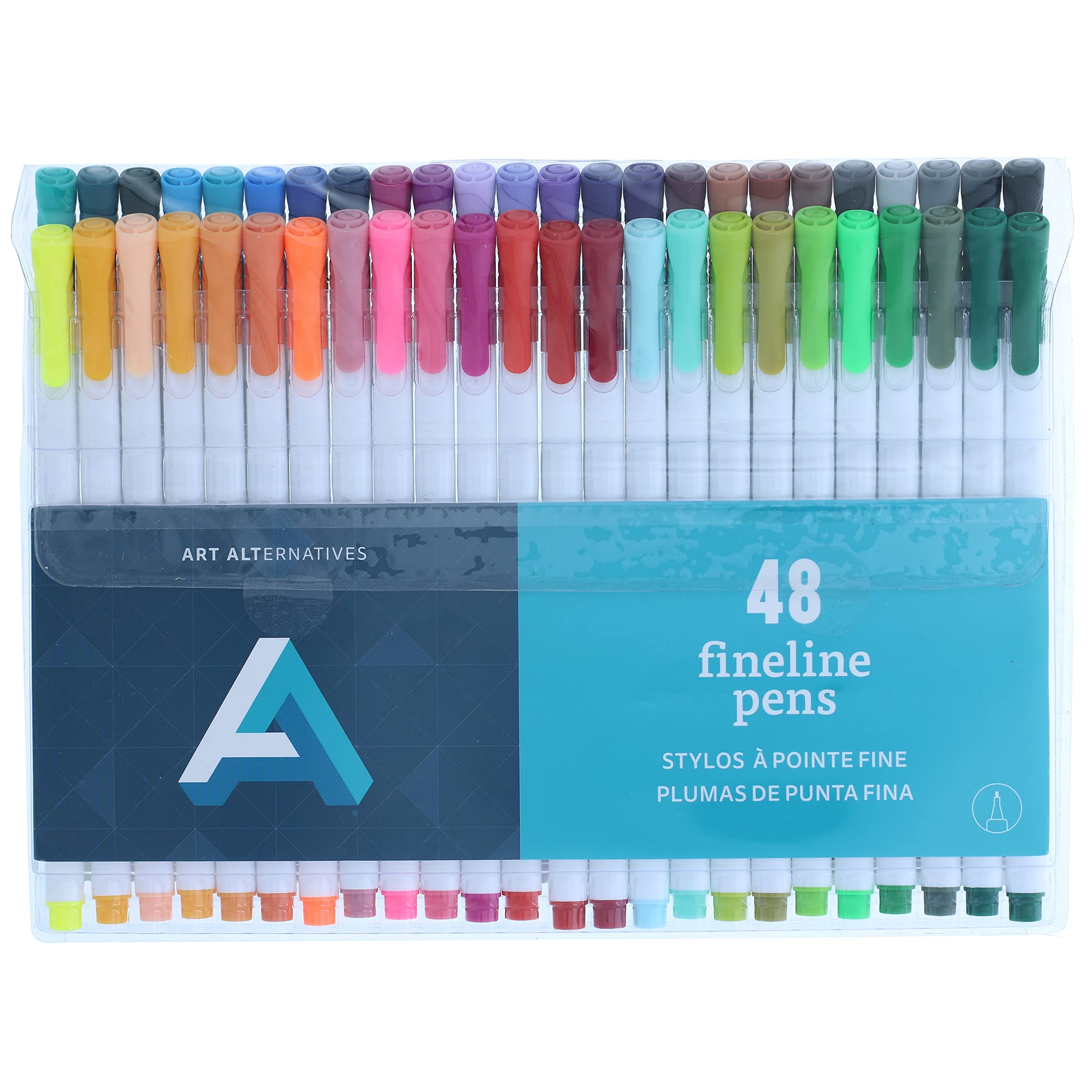 Art Alternatives Fineline Pen Set - 48 Vibrant Colors, 0.4mm Fine Tip, Ergonomic Triangular Barrel for Smooth Drawing & Coloring - Perfect for Sketching, Bullet Journaling, Calligraphy & Adult Coloring Books