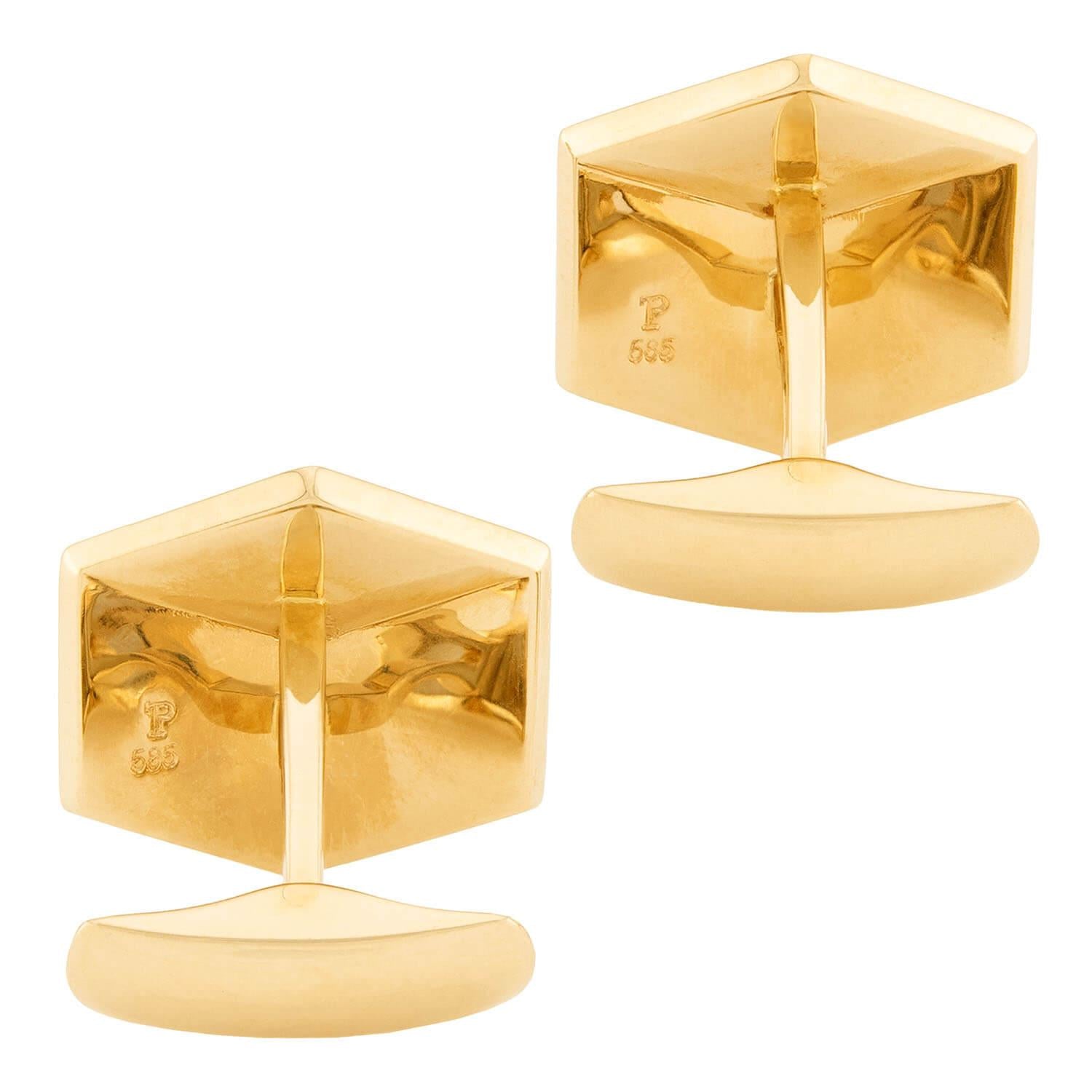 14k Gold Onyx Cube Cufflinks for Men - Elegant Dress Accessories for Weddings, Business & Formal Events