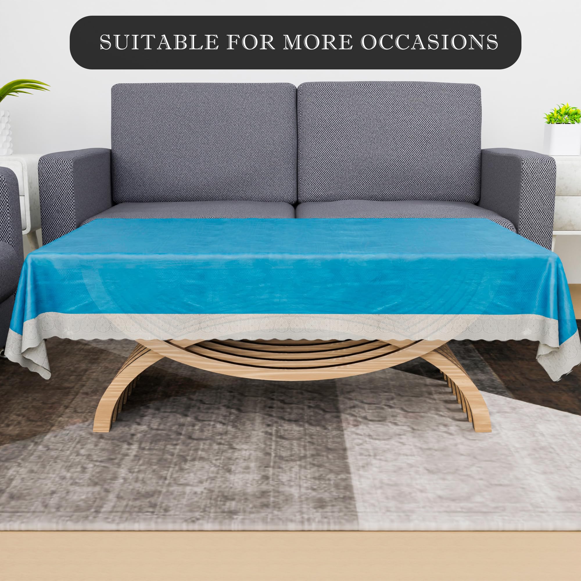 Kuber Industries 40x60 Inch PVC Table Cover - Waterproof Decorative Tablecloth for Kitchen, Dining, Tea Table | 4-Seater Self-Design Green Tabletop Protector | Perfect for Indoor & Outdoor Use, Parties, Daily Dining Protection