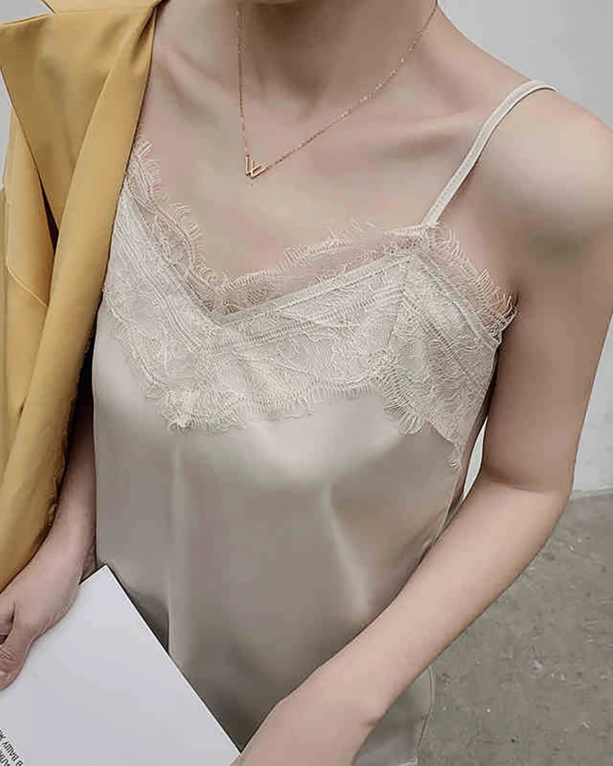 Elegant V-Neck Lace Silk Camisole Top for Women - Sexy & Comfortable Sleepwear, Lingerie or Layering Piece - Perfect for Date Nights, Bridal Wear & Everyday Elegance