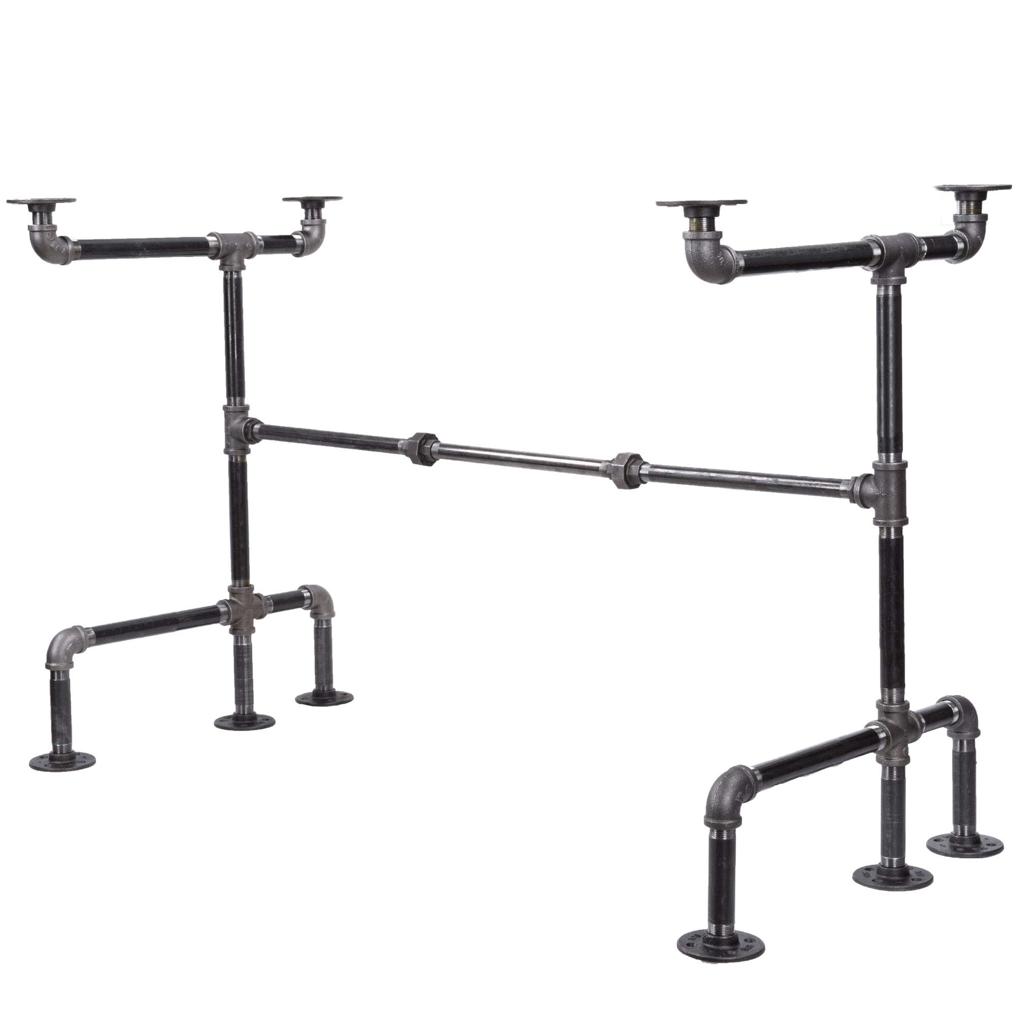 Industrial Pipe Desk Leg Set - Dark Grey Unfinished Steel Metal Pipe Legs for Modern Home Office, Writing & Computer Desks | M-Desk Style | Perfect for DIY Workspace & Industrial Decor