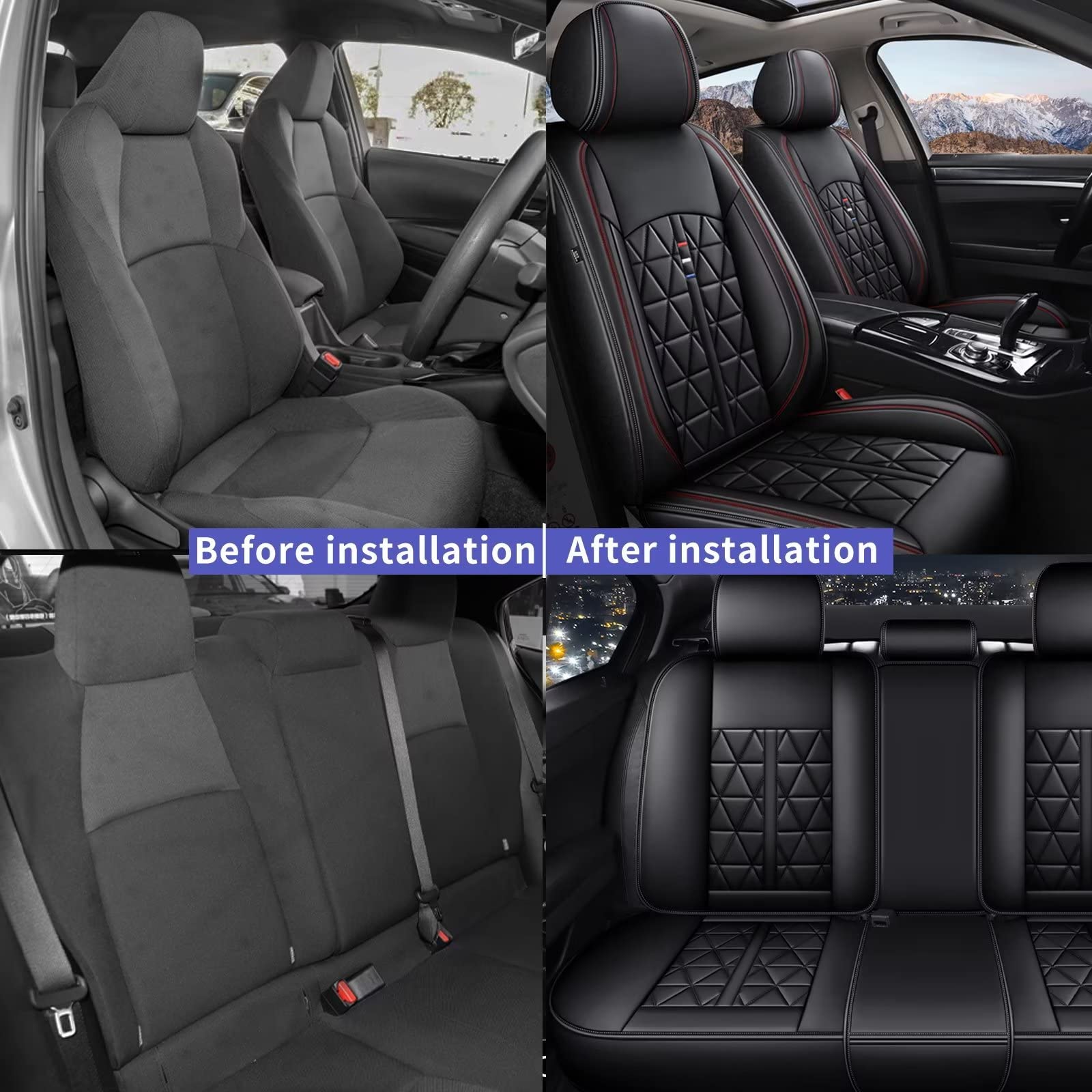 Premium Faux Leather Waterproof Car Seat Covers Full Set for Chevrolet Chevy Equinox 2011-2025 - 5 Seat Protectors in Black | Perfect for Daily Commute, Road Trips & Family Protection
