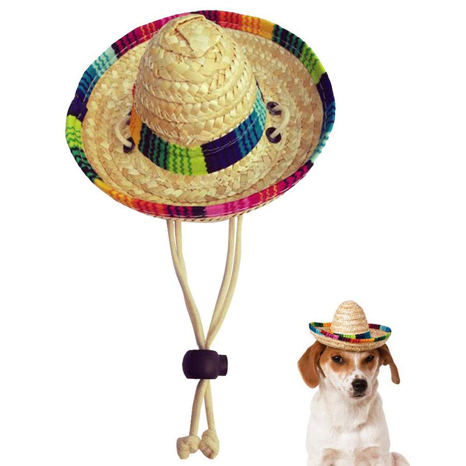 Mini Straw Sombrero Hat for Dogs & Cats - Mexican Party Hat for Small Pets & Puppies - Perfect for Cinco de Mayo, Halloween & Costume Parties
