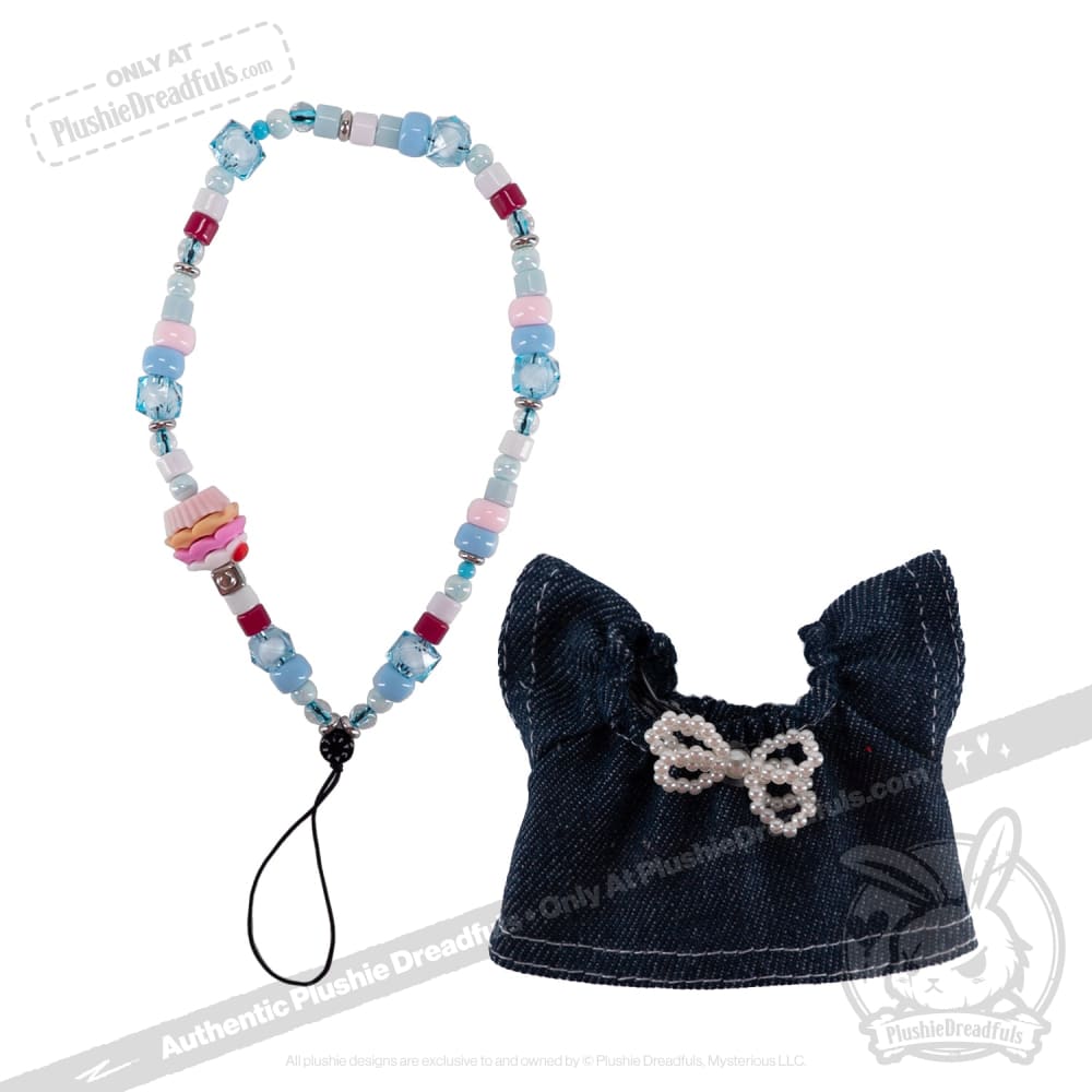 Adorable Mini Plush Outfit - Denim Pearl Bow Dress for Baby Girls | Soft & Stylish Toddler Dress for Parties, Photos & Special Occasions