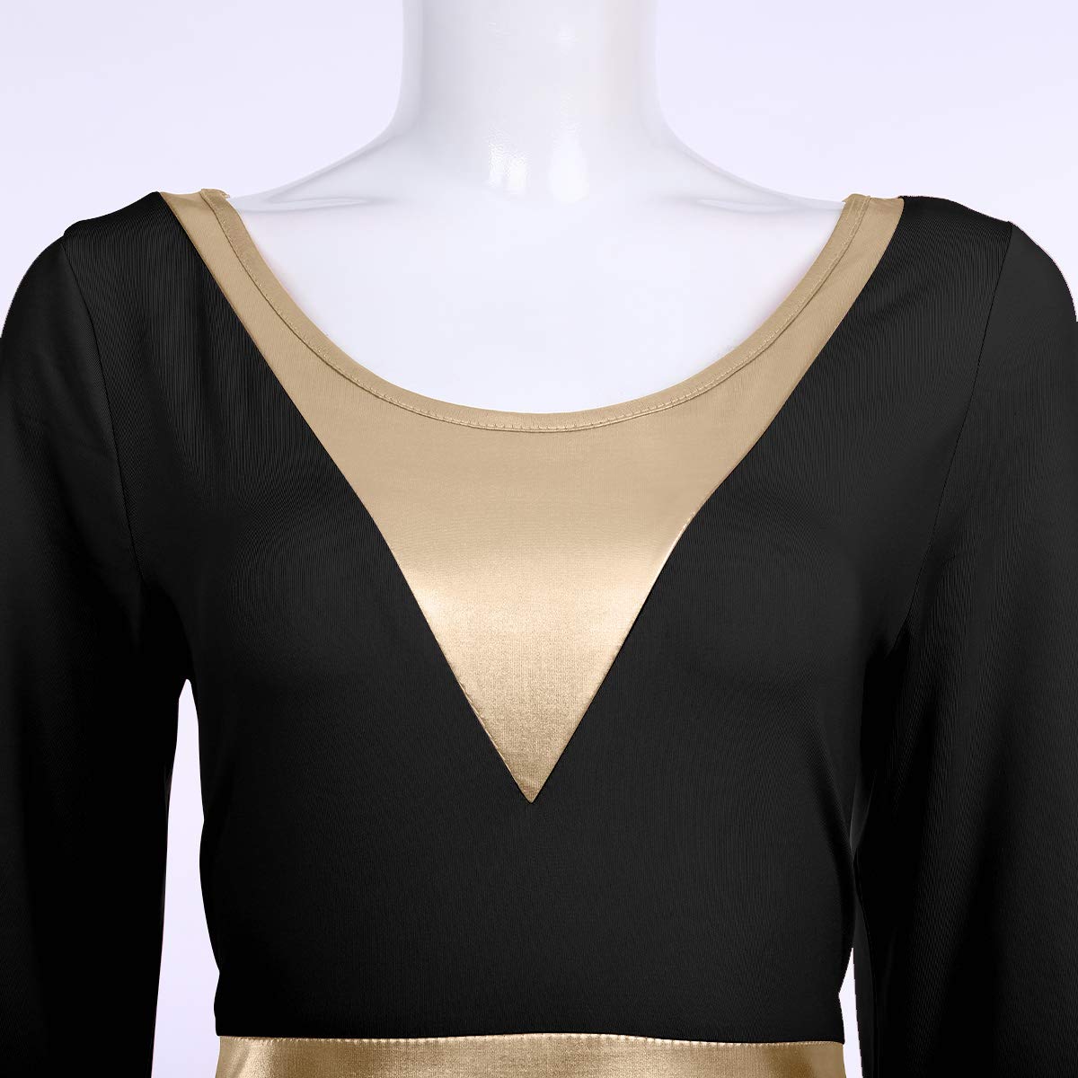 IMEKIS Women's Metallic Color Block Liturgical Dance Dress - Worship & Praise Costume for Church Performances & Special Events
