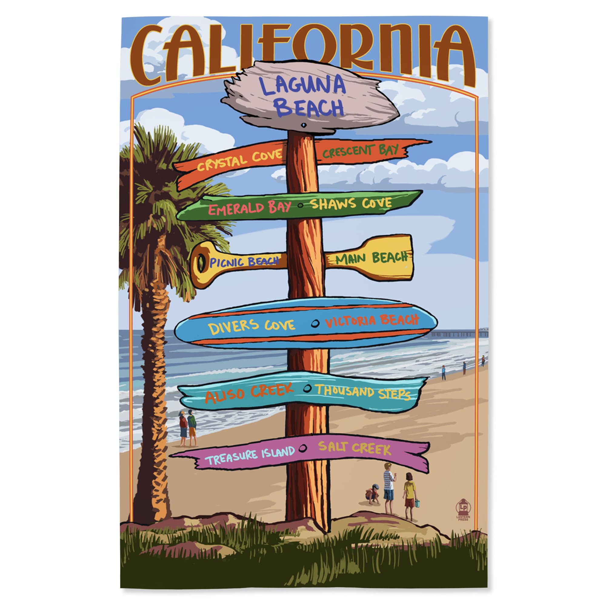 Lantern Press 16x24 Inch Giclee Art Print - Laguna Beach California Coastal Wall Decor - Vintage Destination Signpost Poster for Beach House, Office & Living Room