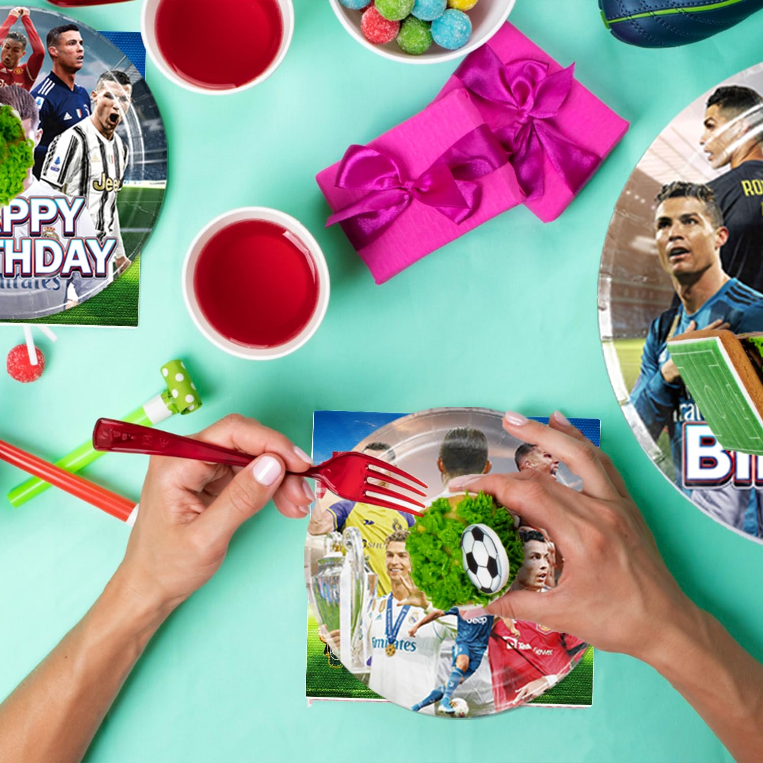 20-Piece Soccer Birthday Party Decorations Set - 20 Plates, 20 Napkins & 43