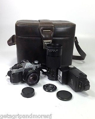 Canon AE-1 35mm Film Camera with Sunpak Flash 30 DX & Tokina 35-200mm Lens - Vintage Photography Kit for Travel, Street & Portrait Shooting