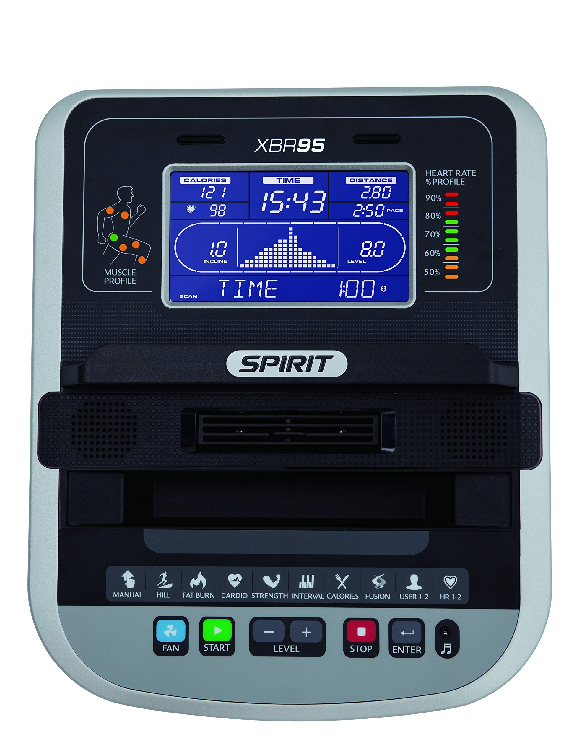 Spirit Fitness XBR95 Recumbent Exercise Bike for Home Gym - Low-Impact Cardio Workout for Seniors & Rehabilitation