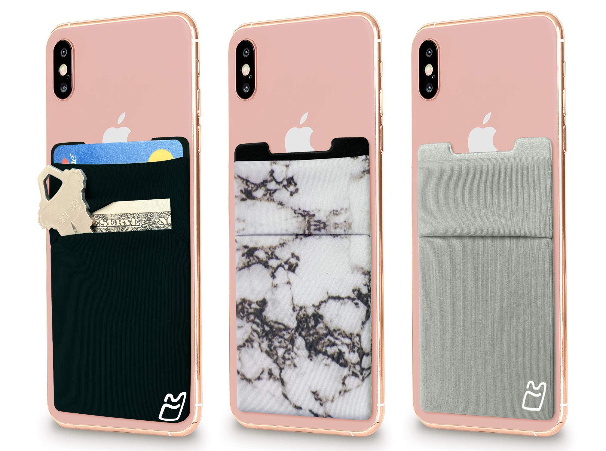 Premium Phone Wallet Case - Slim RFID Blocking Card Holder & Money Organizer (Black, Gray, White Marble) | Stick-On Design for iPhone & Android | Perfect for Travel, Shopping & Everyday Use