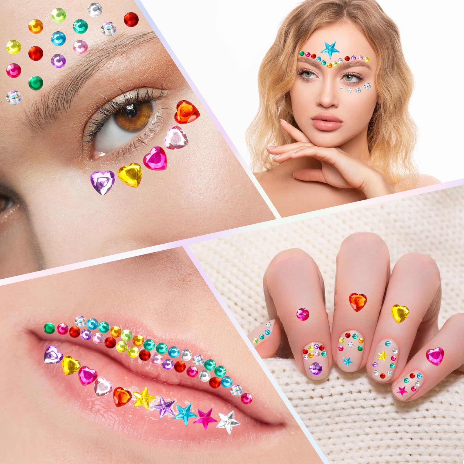 971 Pcs Gem Stickers - Sparkling Star Heart Round Small Stickers for Kids & Adults | Glitter Cute DIY Craft Stickers for Face, Eyes, Body Makeup, Scrapbooking, Nail Art, Phone Case Decoration, Kids Reward & Party Favors | Waterproof Acrylic Rhinestone Jewel Stickers for DIY Projects & Creative Decor