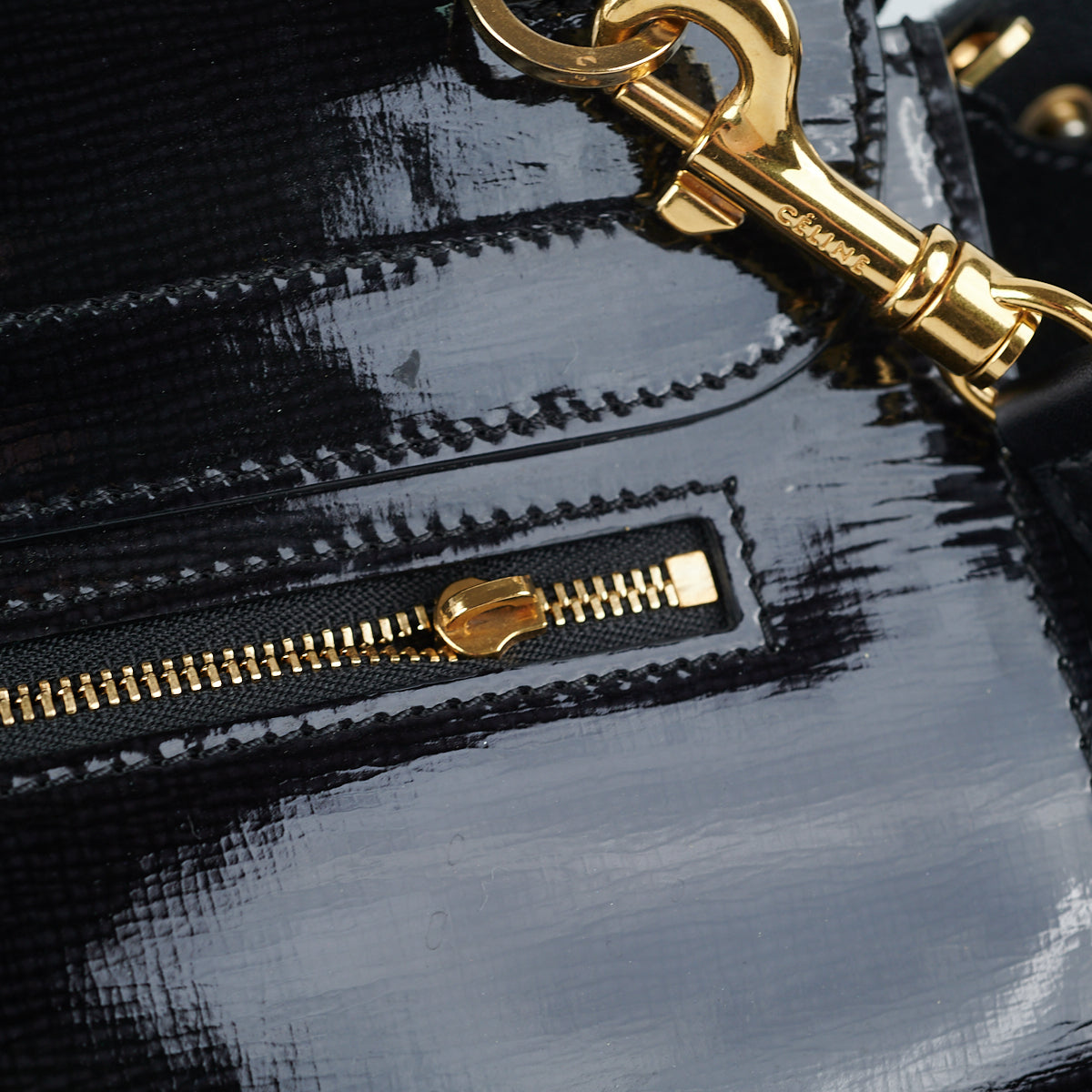 Celine Trapeze Patent Leather Medium Shoulder Bag in Black - Perfect for Work, Travel & Everyday Use