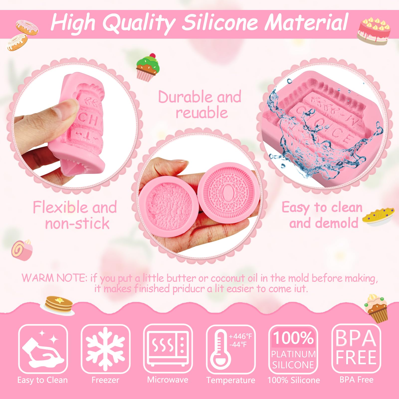 Premium Silicone Baking Molds for Biscuits, Cookies, Chocolate & Candy - Fondant Cake Decorating Tools for Cupcake Toppers, Buttercream Flowers, Dough, Plaster & Resin Crafts - Perfect for DIY Desserts, Party Treats & Home Baking Projects