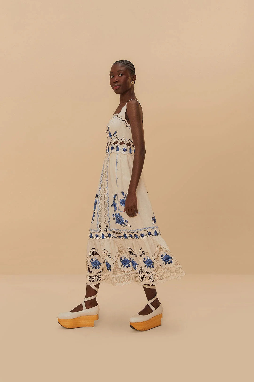 Farm Rio Richelieu Sunflower Midi Dress - Floral Summer Dress for Women, Boho Chic Beach Dress, Perfect for Vacations, Parties & Outdoor Events
