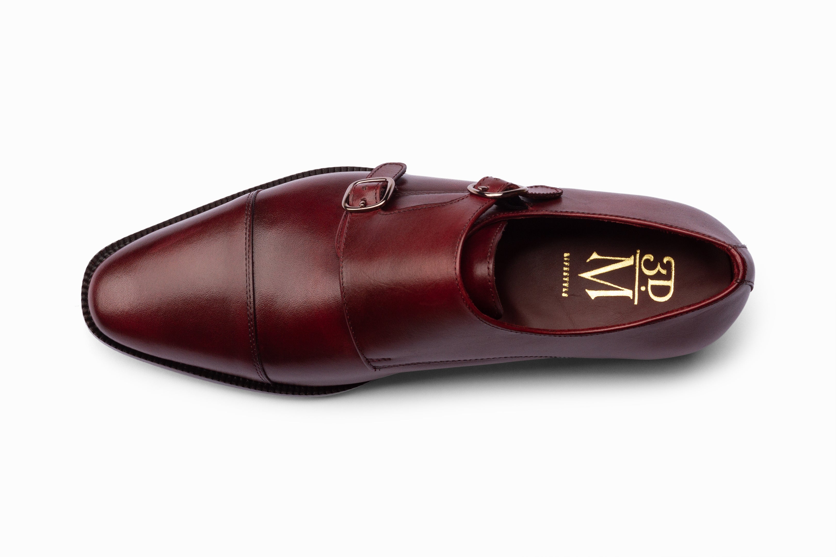 Premium Dark Burgundy Toecap Double Monk Strap Dress Shoes for Men - Elegant Business & Formal Occasions