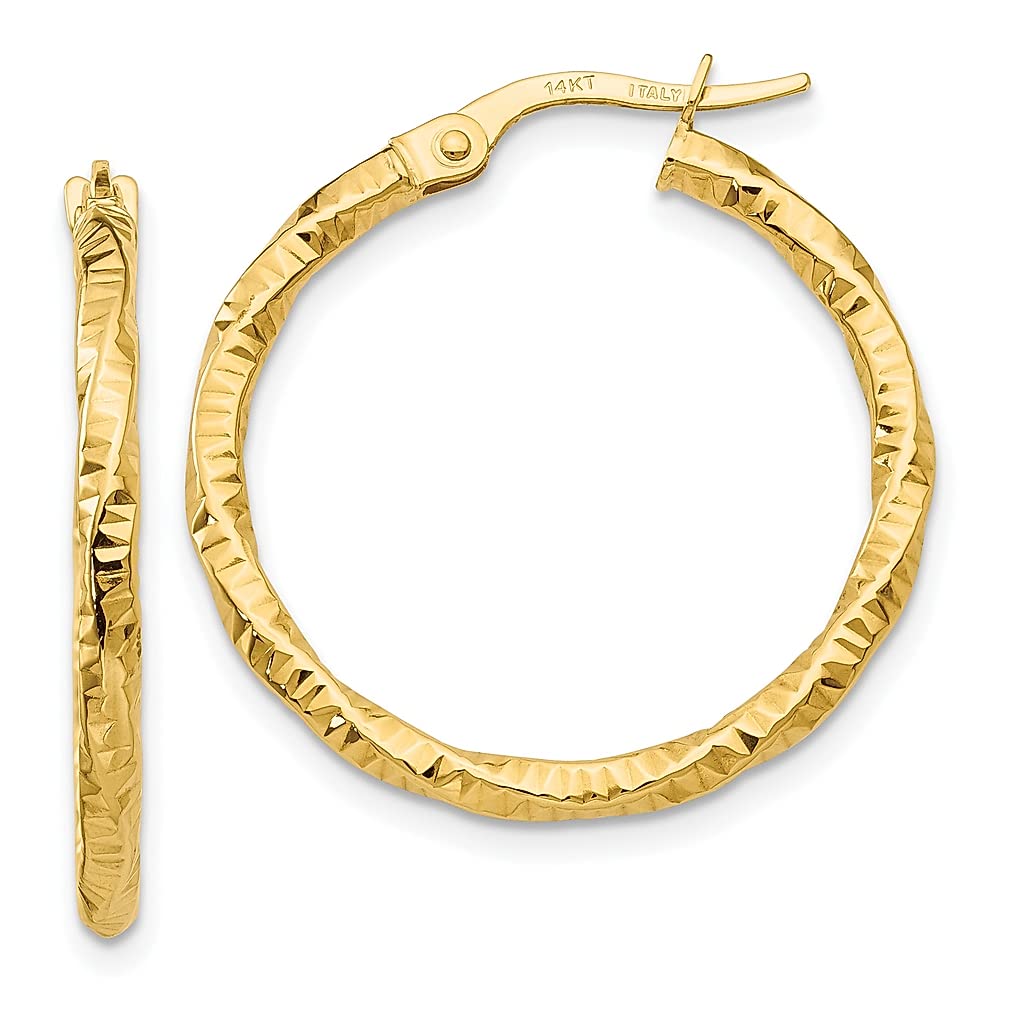 14K Yellow Gold Hoop Earrings for Women - Round Classic Fine Jewelry - Perfect Gift for Her - Ideal for Weddings, Parties & Everyday Wear