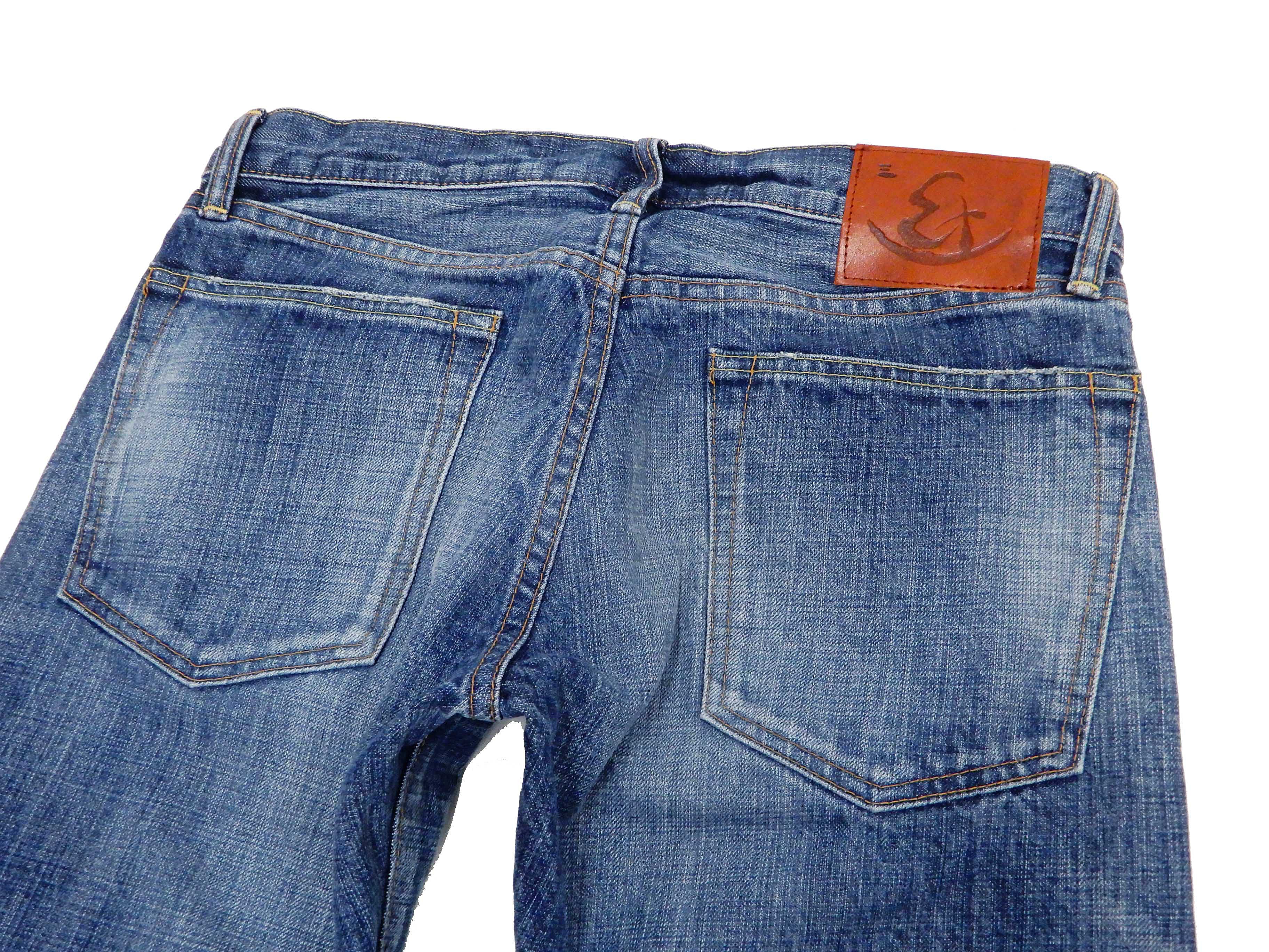 Eternal Faded Men's Slim Fit Straight Leg Jeans - Low Rise Button Fly Japanese Denim 52291 in Light Indigo | Perfect for Casual Wear, Street Style & Everyday Outfits