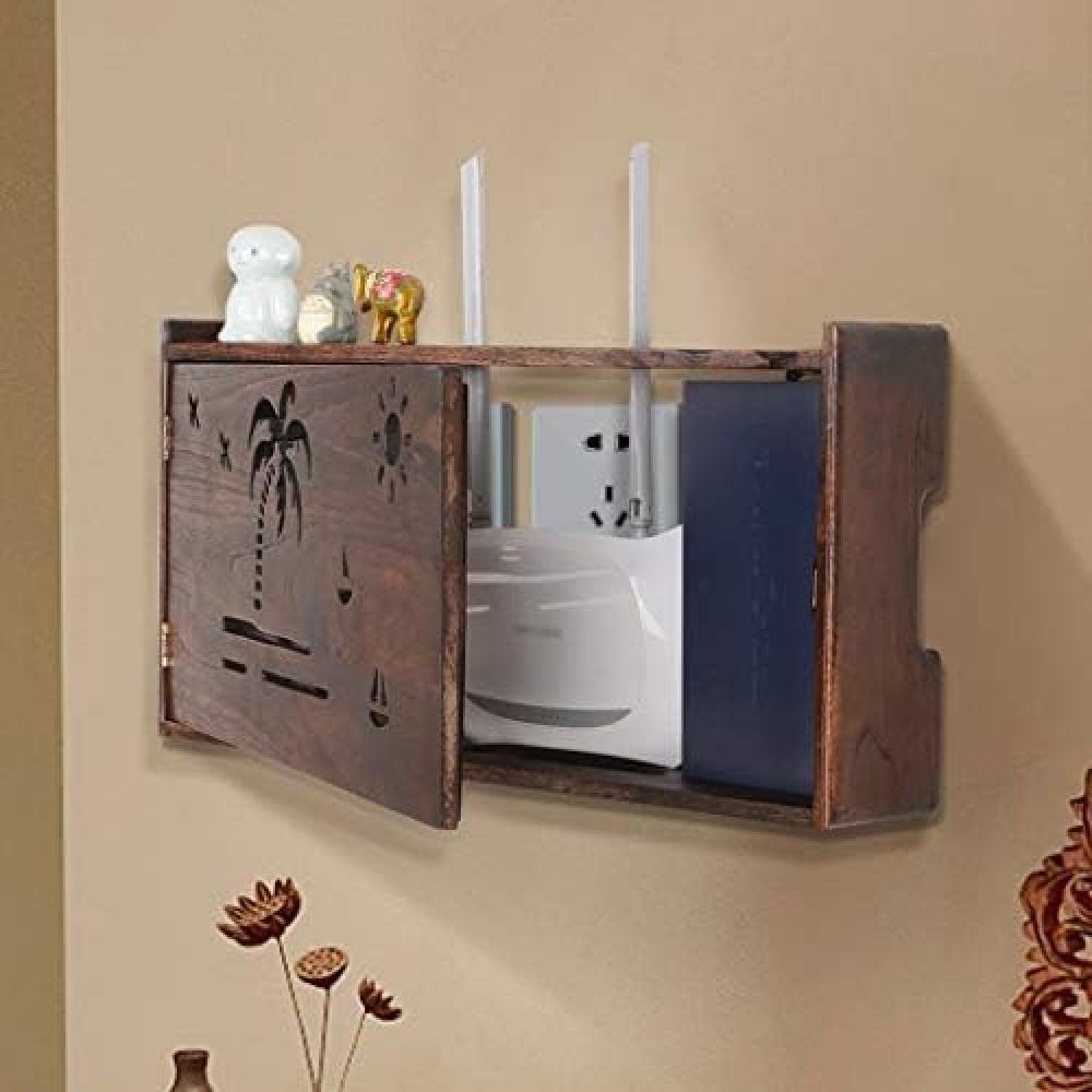 Wall-Mounted WiFi Router Storage Box with Cable Management - Organize and Hide Router, Modem & Cables - Perfect for Home Office, Living Room, and Bedroom Network Setup