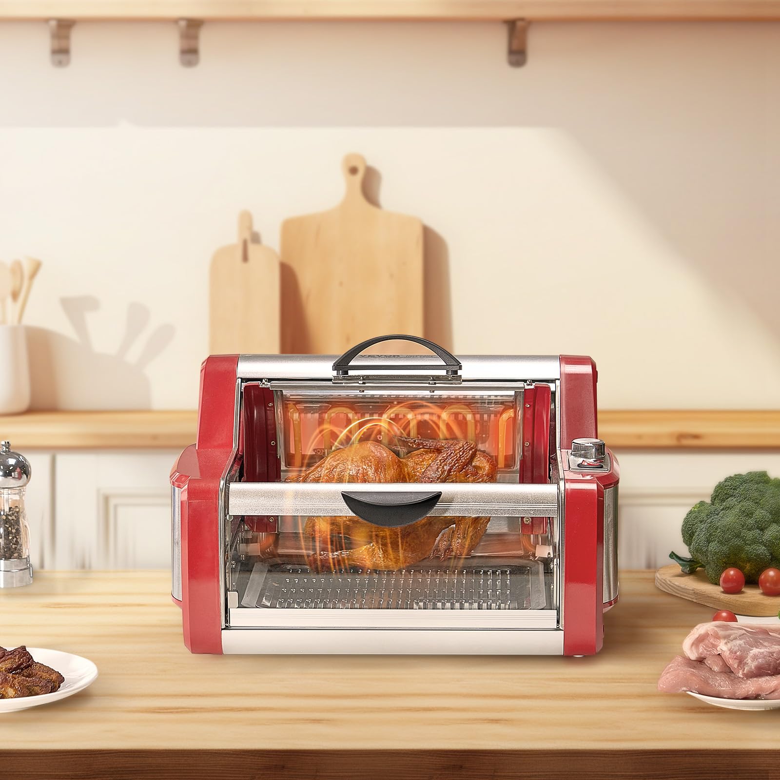 VEVOR Electric Shawarma Grill Machine - Stainless Steel Countertop Gyro Rotisserie Oven for Chicken, Doner Kebab & Meat - Perfect for Home Kitchens, Restaurants & Party Catering | Commercial-Grade Broiler for Middle Eastern Cuisine & Food Trucks