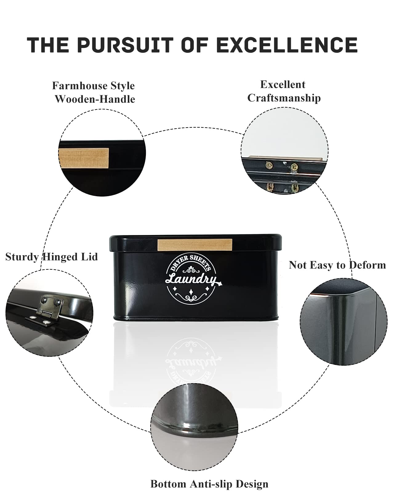 Farmhouse Style Metal Dryer Sheet Holder & Dispenser - Laundry Room Organization & Storage Container for Dryer Sheets - Perfect for Laundry Room Decor & Closet Organization (Black) - Ideal for Homes, Apartments & Laundry Rooms