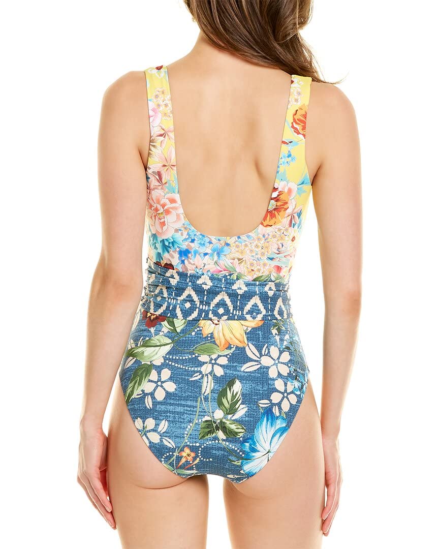 Johnny Was Nessa Tie Front One-Piece Swimsuit - Floral Print Bikini Cover Up - XS Size for Women - Perfect for Beach Vacation & Poolside Lounging