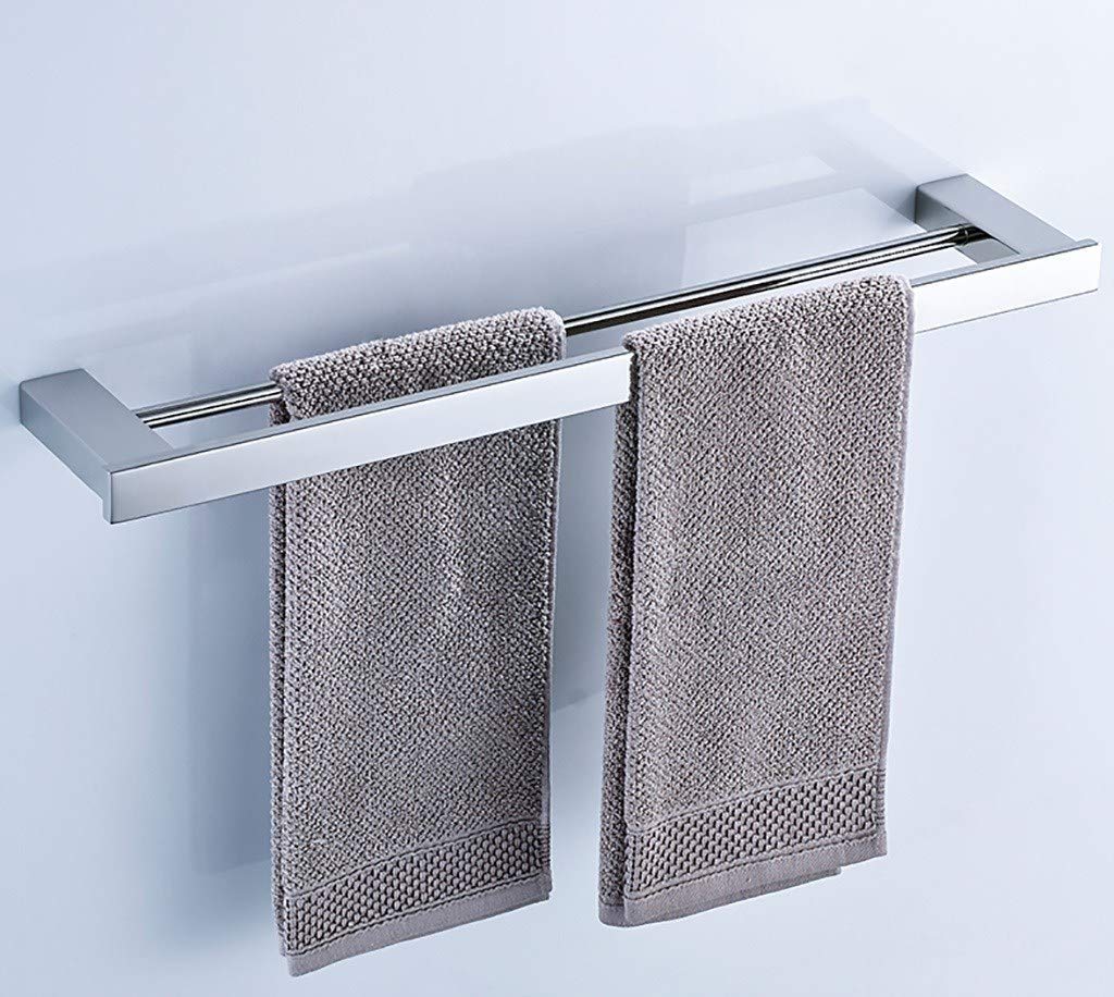 Stainless Steel Double Towel Rack - 50Cm Bathroom Organizer for Towels & Robes | Space-Saving Wall Mounted Storage for Small Bathrooms & Showers