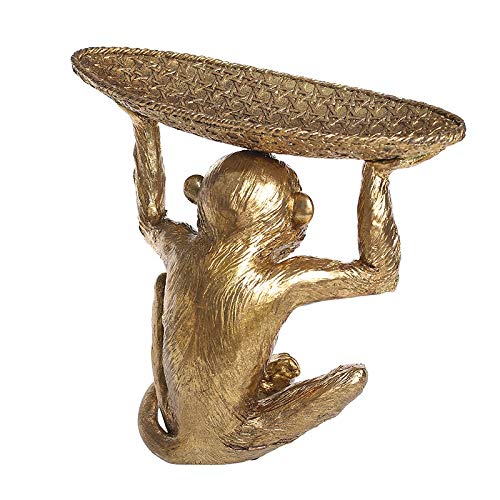 Stylish Resin Monkey Fruit Tray with Gold Finish - Decorative Bowl for Snacks, Jewelry & Keys - Perfect for Living Room, Kitchen & Party Decor