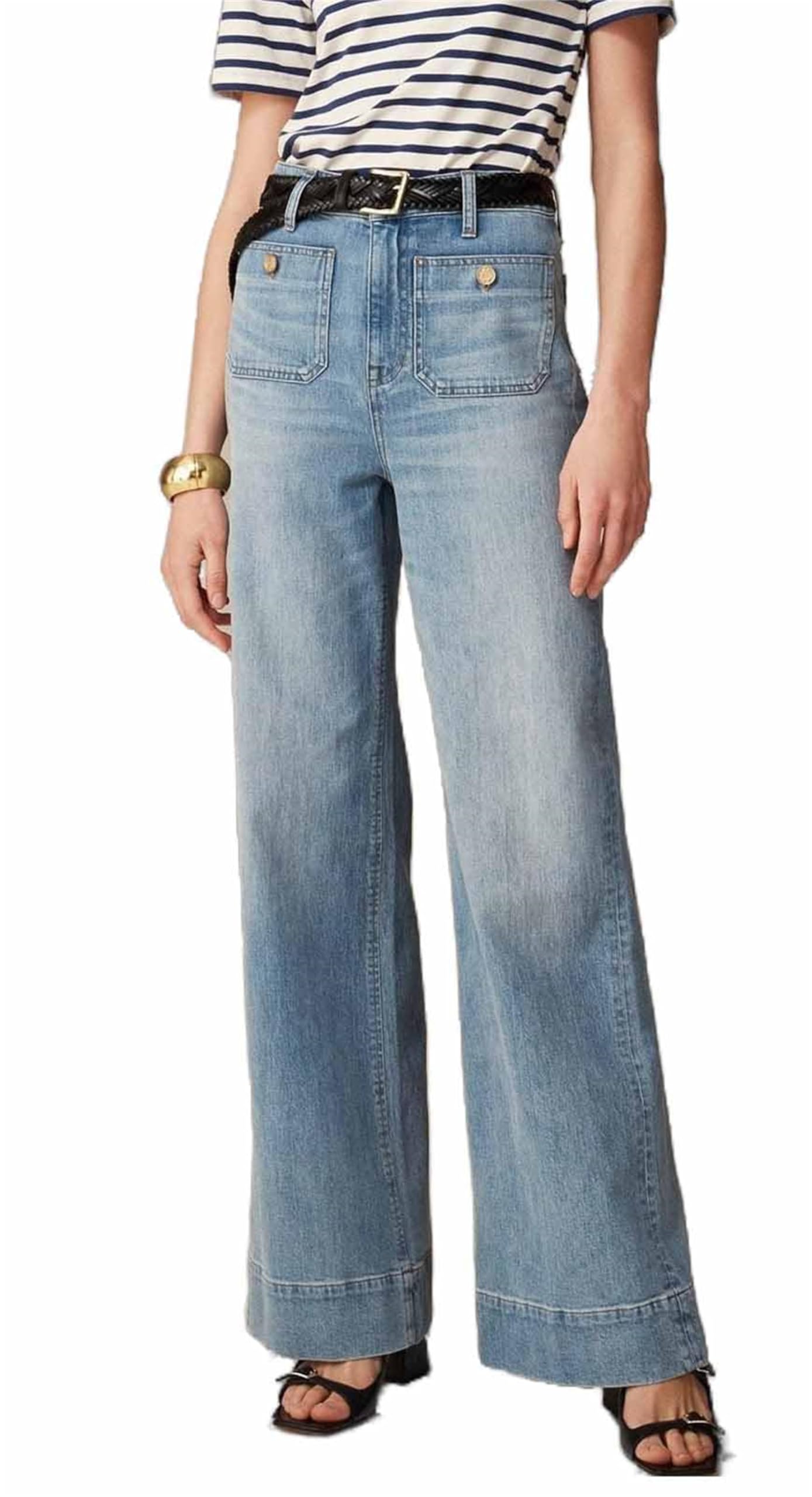 Oprah's Favorite Tummy Control Jeans - High Waisted Wide Leg Sailor Pants for Women | Curvy & Comfortable Stretch Denim | Perfect for Work, Casual Outfits & Special Occasions