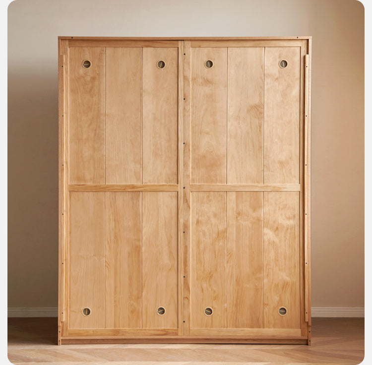 Solid Oak Wood Wardrobe with High Doors - Spacious Storage for Bedroom, Closet & Home Organization