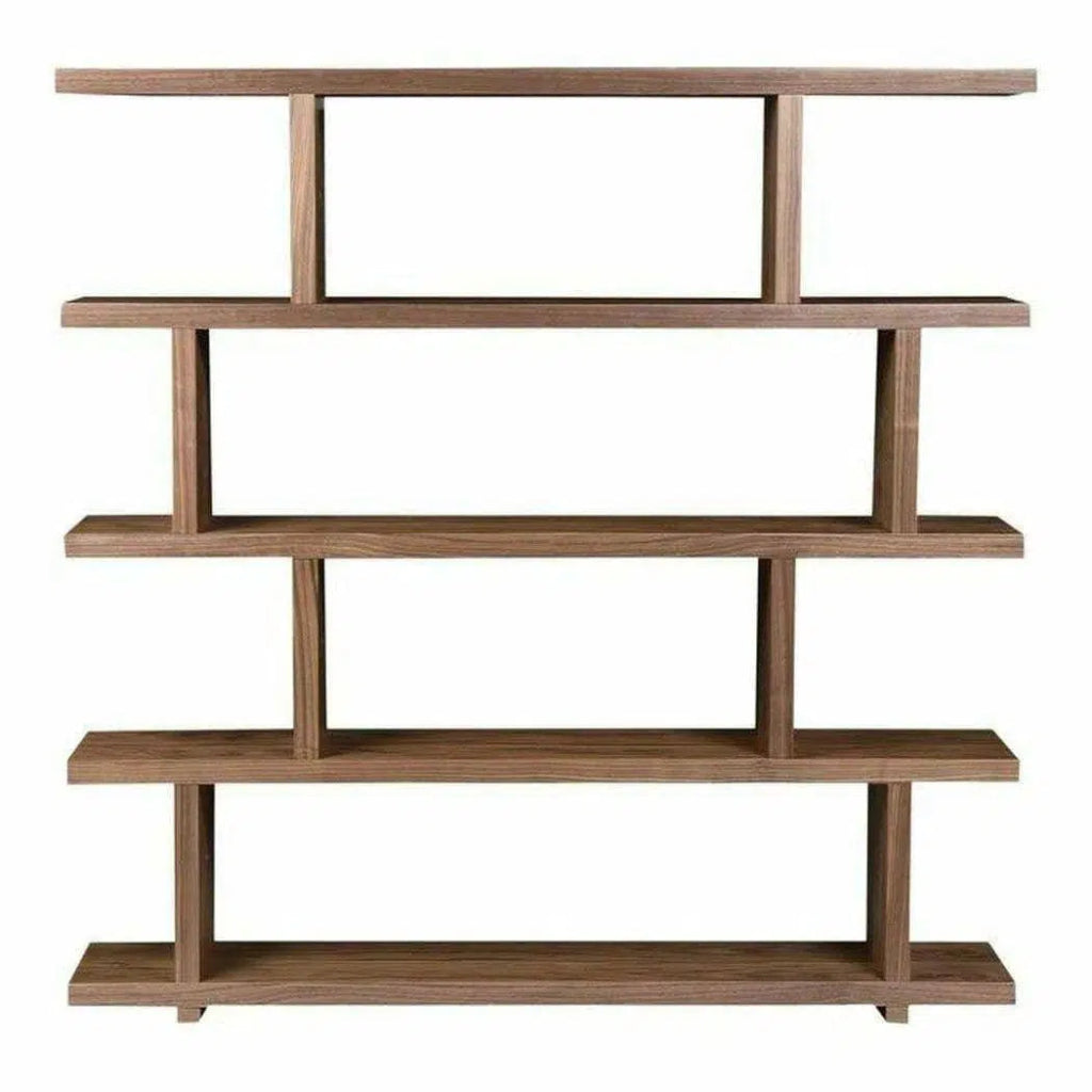 63 Inch Large Walnut Brown Contemporary Bookshelf - Perfect for Living Room, Home Office & Library Storage