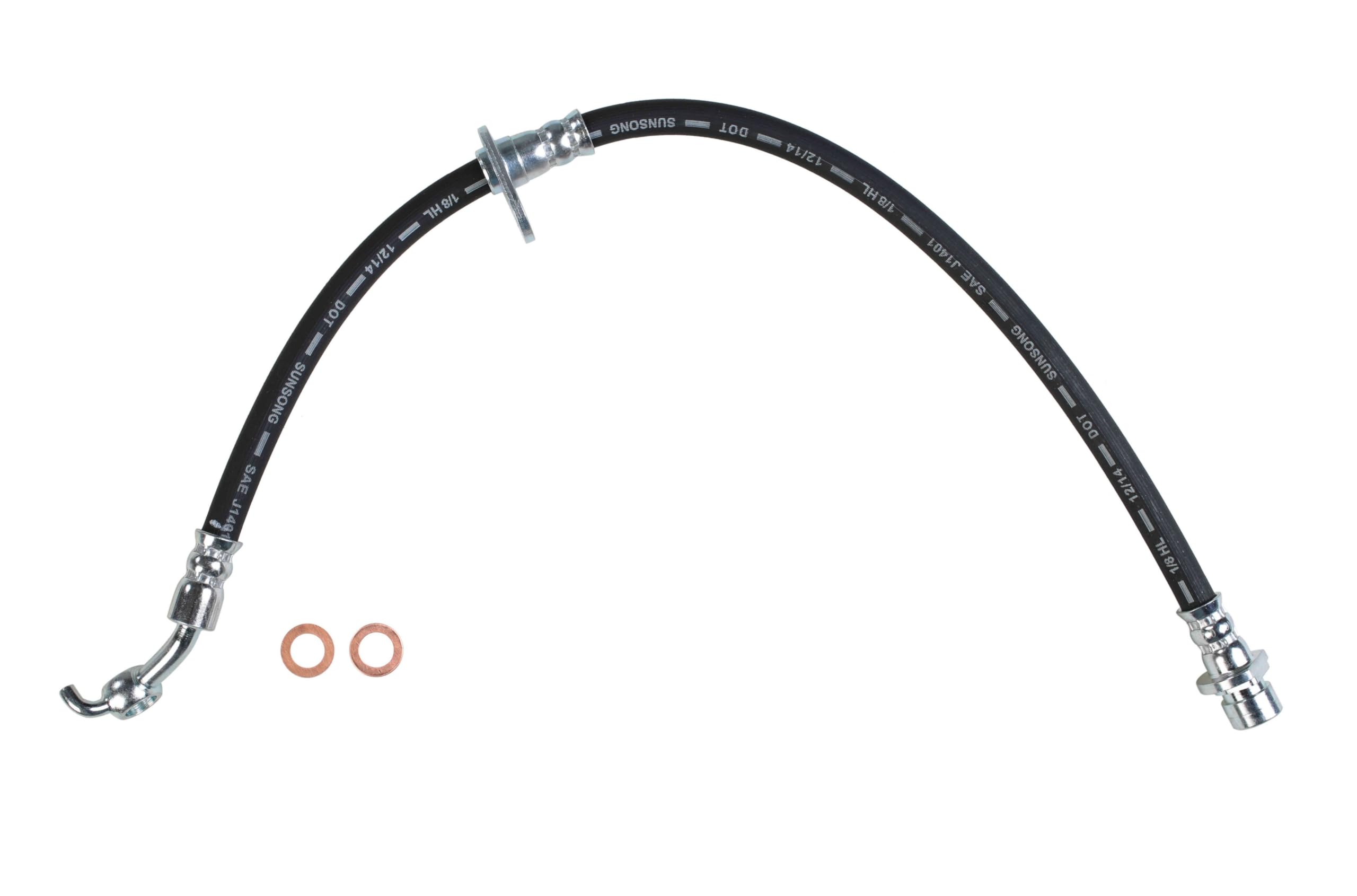Sunsong 2204100 Premium Brake Hydraulic Hose - High Performance Replacement for Cars, Trucks & SUVs - Durable DOT-Approved Rubber Construction - Perfect for Off-Roading, Towing & Daily Commuting