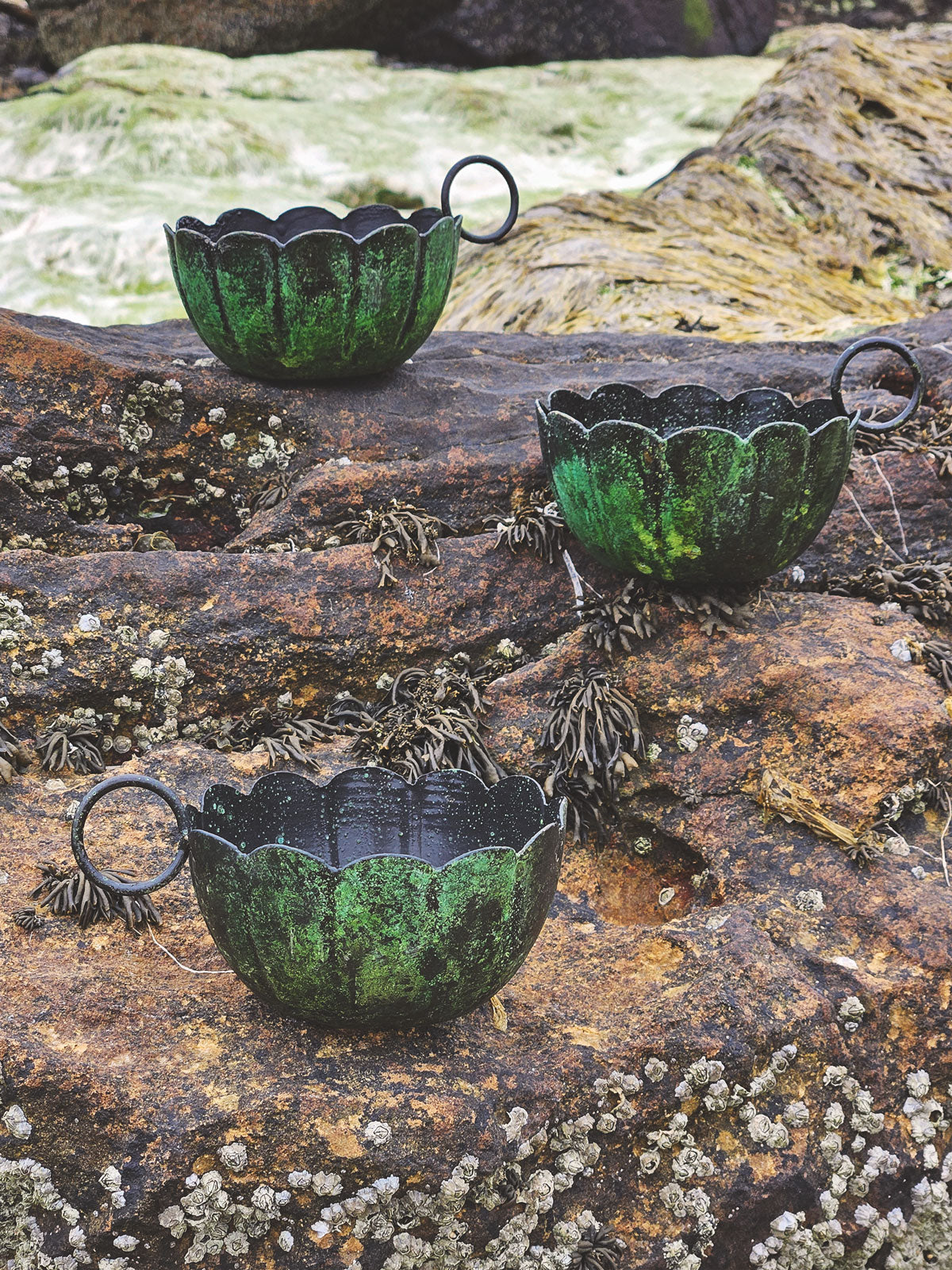 Vintage Moss Candle Holder with Scallop Design - Slightly Imperfect Seconds | Rustic Home Decor for Farmhouse, Wedding Centerpiece & Cozy Ambiance
