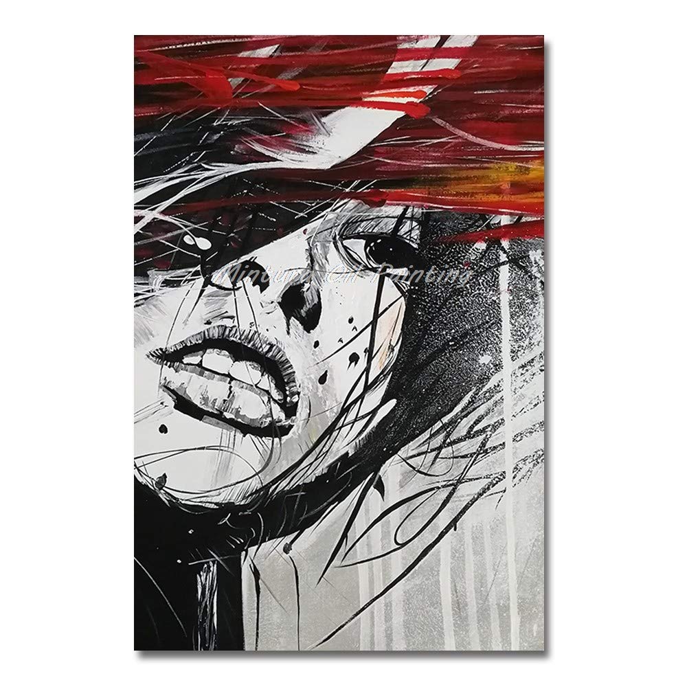 Hand Painted Abstract Oil Painting on Canvas - Modern Sad Girl Artwork for Wall Decor (60x90cm Frameless) - Perfect for Living Room, Bedroom & Home Decoration | Unique Gift Idea for Art Lovers