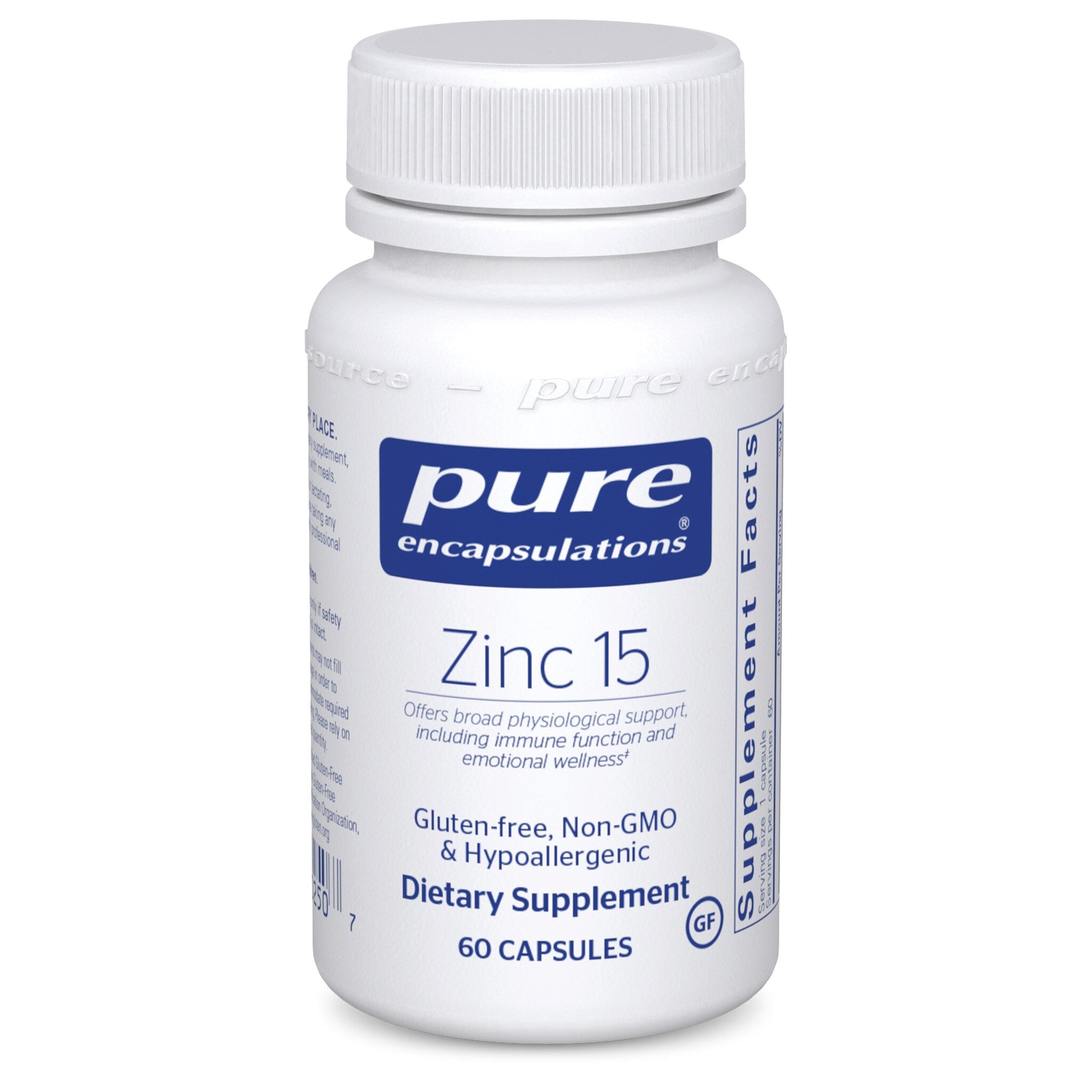 Pure Encapsulations Zinc 15mg Dietary Supplement - Immune Support & Antioxidant Boost for Adults | Zinc Picolinate Capsules for Better Absorption | Supports Skin Health & Wound Healing