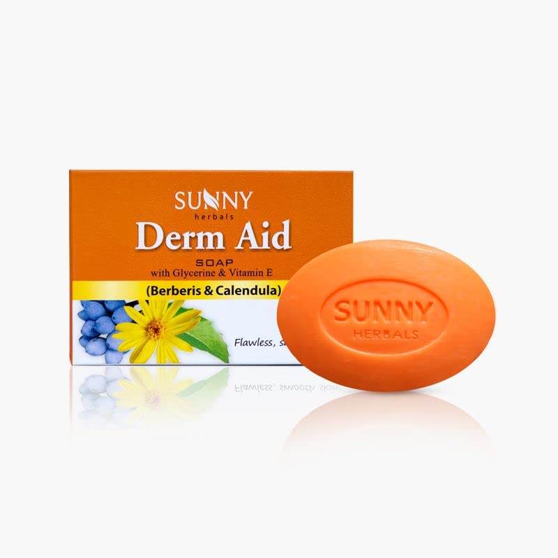 Sunny Natural Derm Aid & Turmeric Soap Combo Pack (4 Bars) - For Dry Skin, Acne Treatment, Skin Brightening, Antioxidant & Antiseptic Properties | Perfect for Daily Skincare Routine & Problem Skin Care