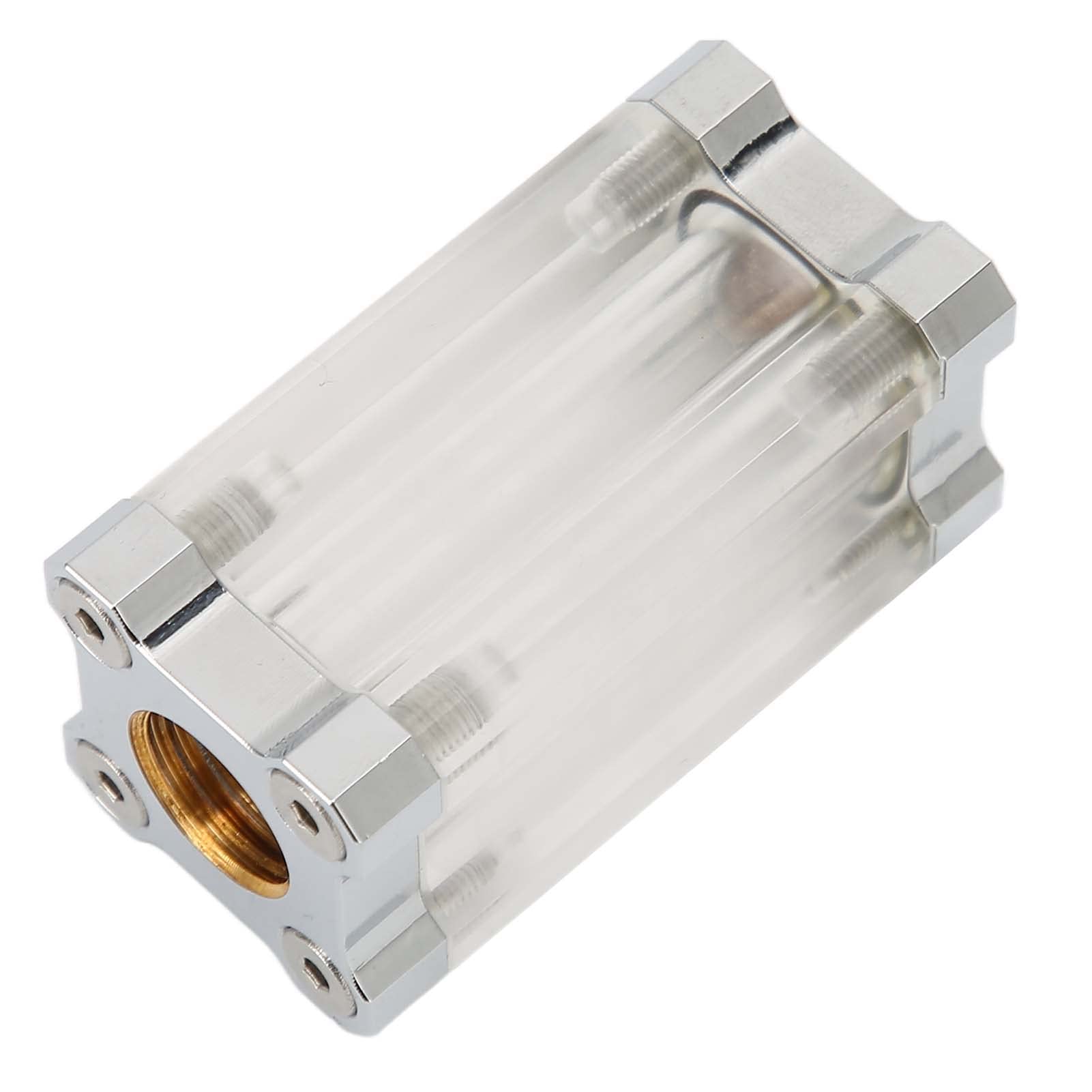 Gaeirt Universal Inline Water Cooling Fitting with Precise Coolant Filter - Silver PC Liquid Cooling System Accessory for Gaming Computers & Workstations
